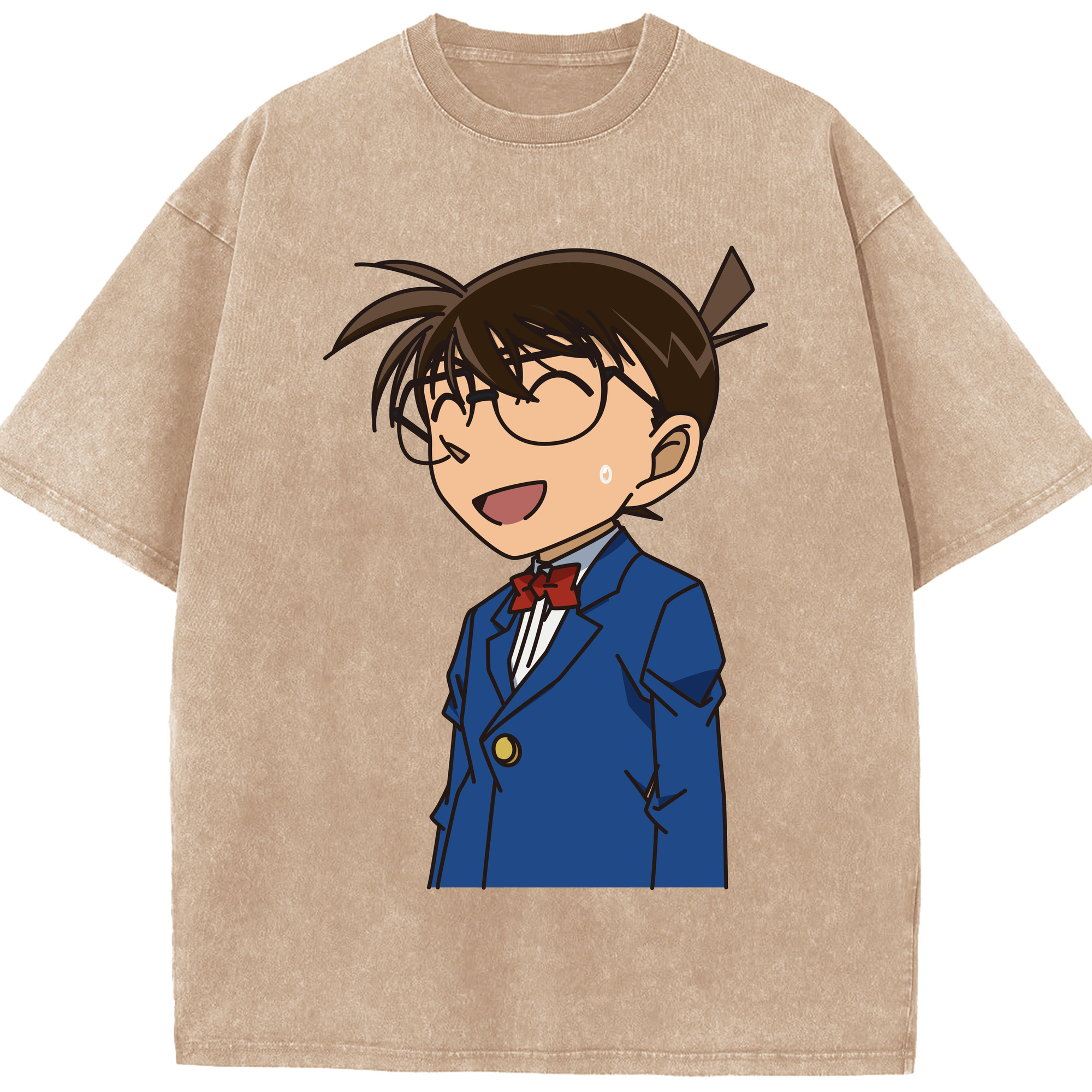 （画像用） 名探偵コナン 江戸川 コナン Detective Conan Conan Edogawa 綿100% ヴィンテージ風 半袖Tシャツ（フロントプリント）