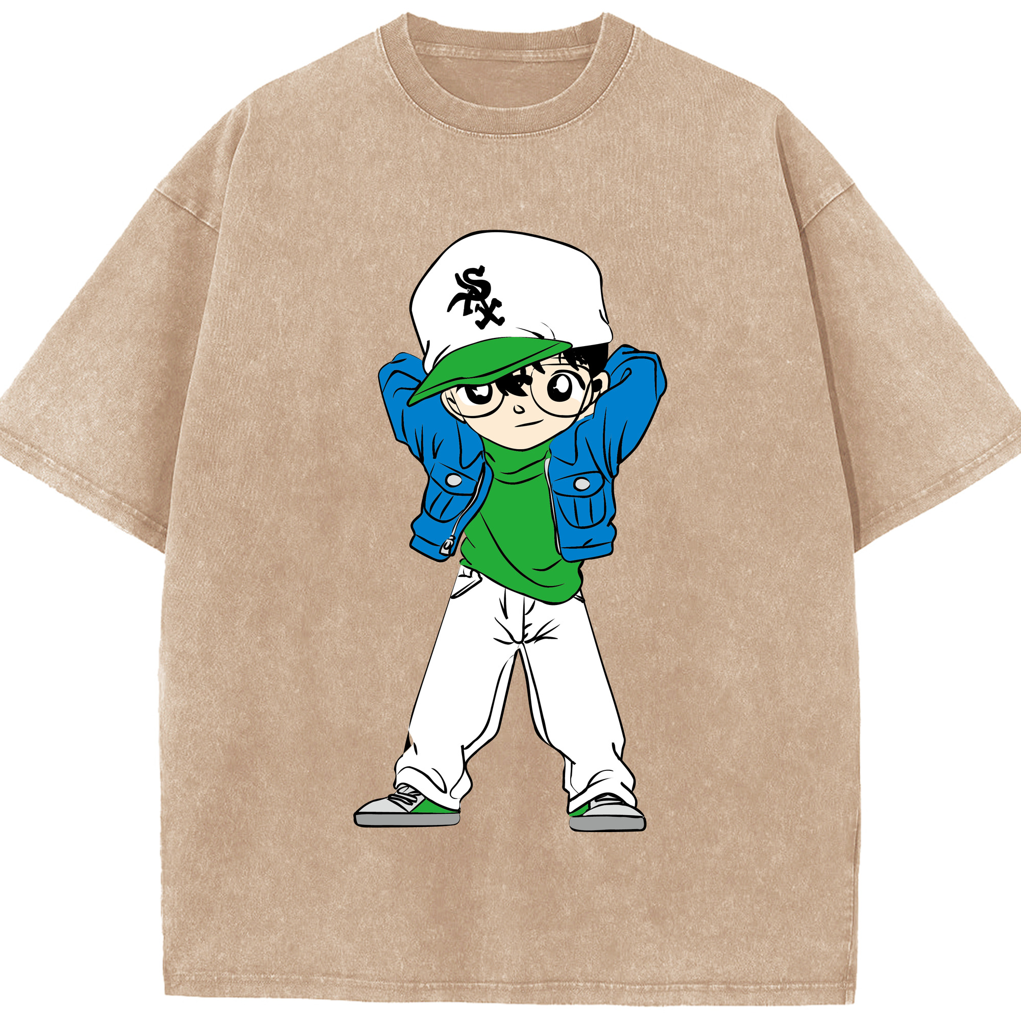 （画像用） 名探偵コナン 江戸川 コナン Detective Conan Conan Edogawa 綿100% ヴィンテージ風 半袖Tシャツ（フロントプリント）