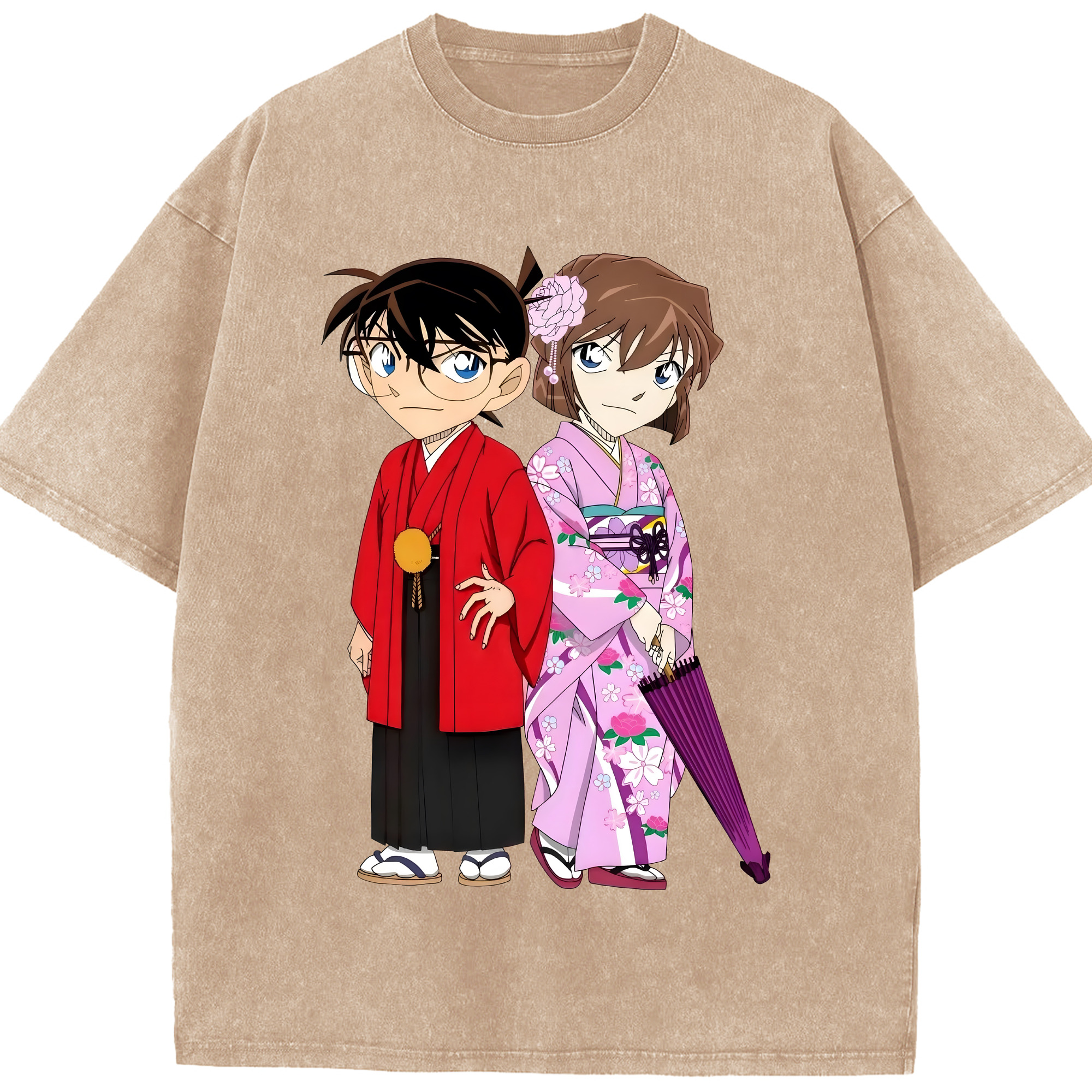 （画像用） 名探偵コナン 江戸川 コナン Detective Conan Conan Edogawa 綿100% ヴィンテージ風 半袖Tシャツ（フロントプリント）
