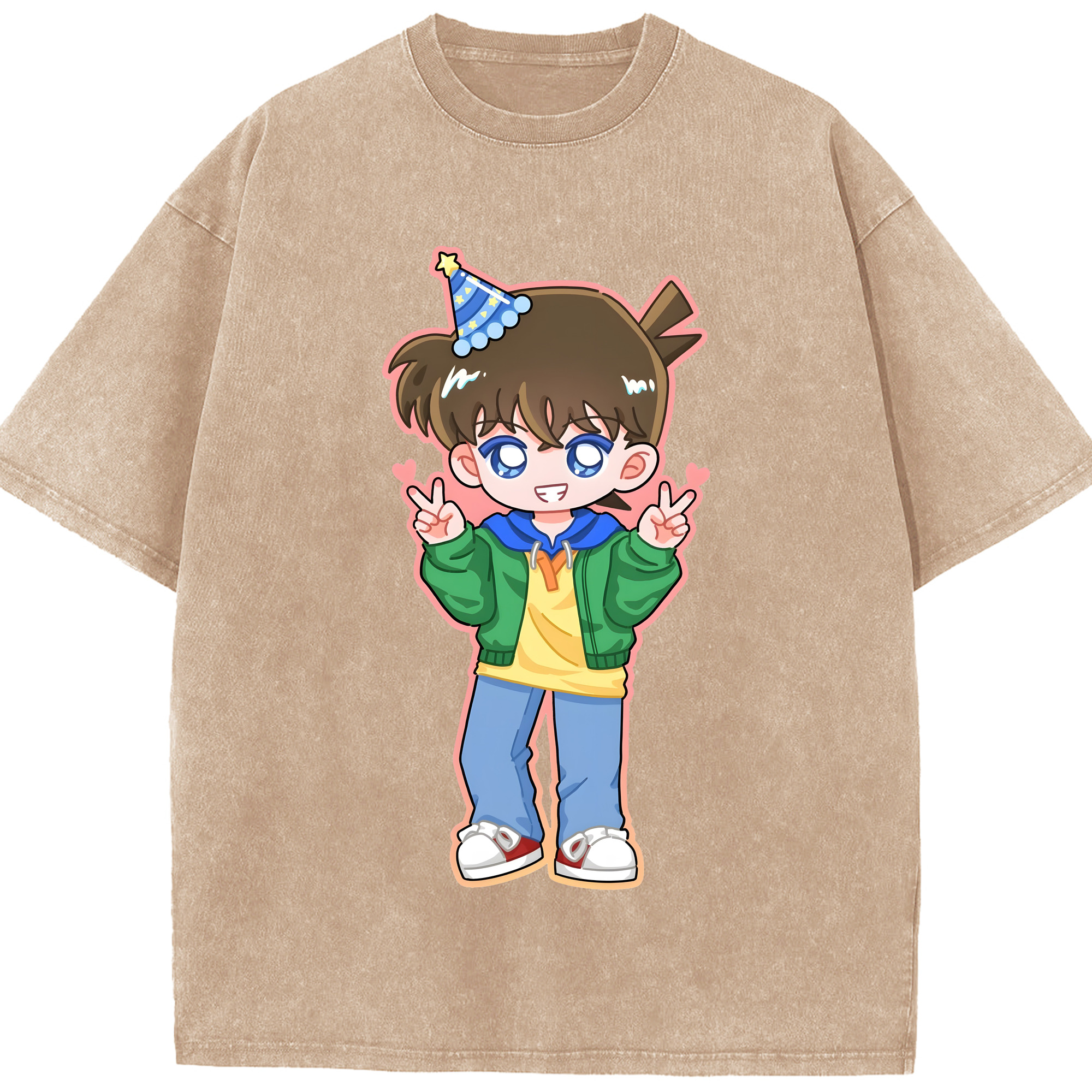 （画像用） 名探偵コナン 江戸川 コナン Detective Conan Conan Edogawa 綿100% ヴィンテージ風 半袖Tシャツ（フロントプリント）