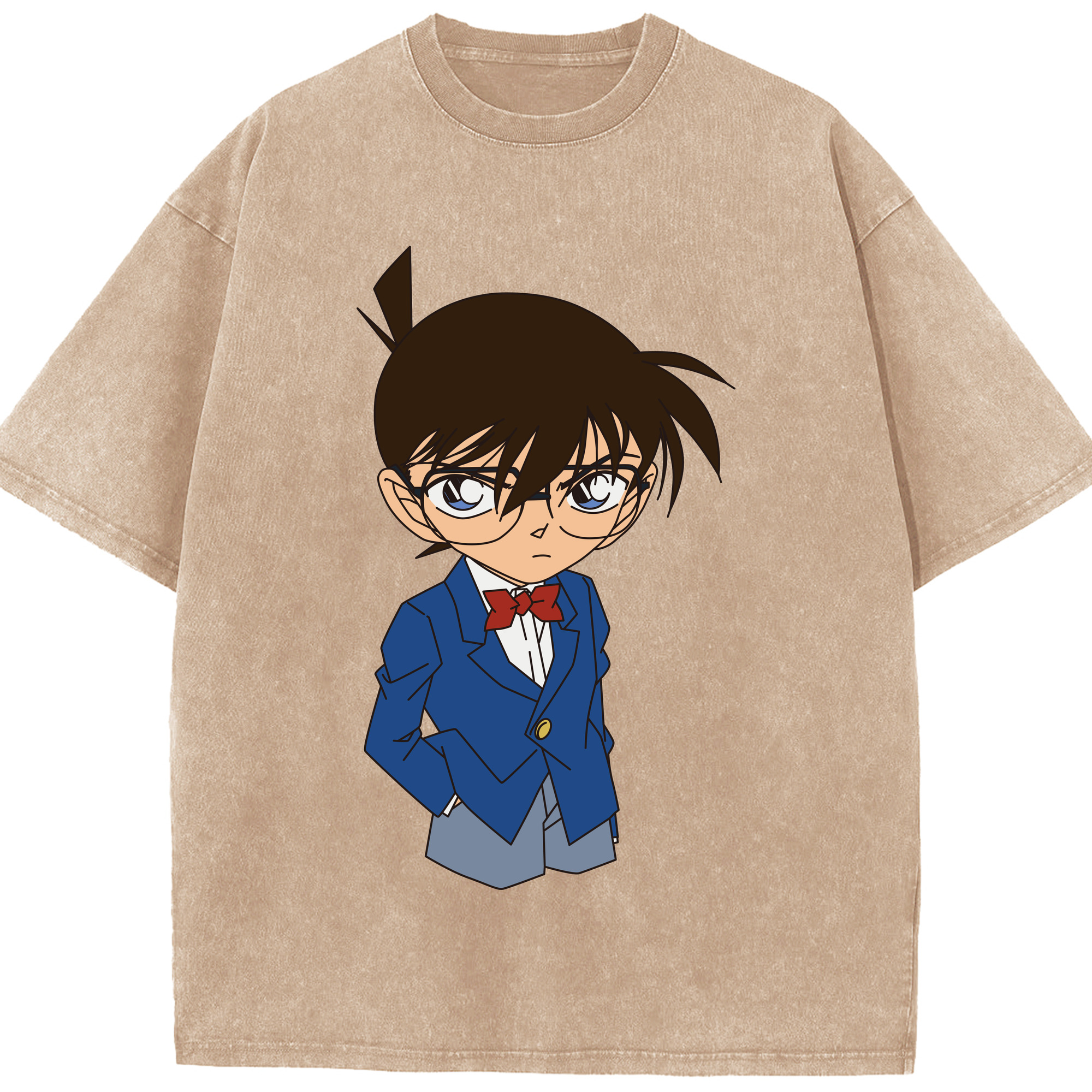 （画像用） 名探偵コナン 江戸川 コナン Detective Conan Conan Edogawa 綿100% ヴィンテージ風 半袖Tシャツ（フロントプリント）