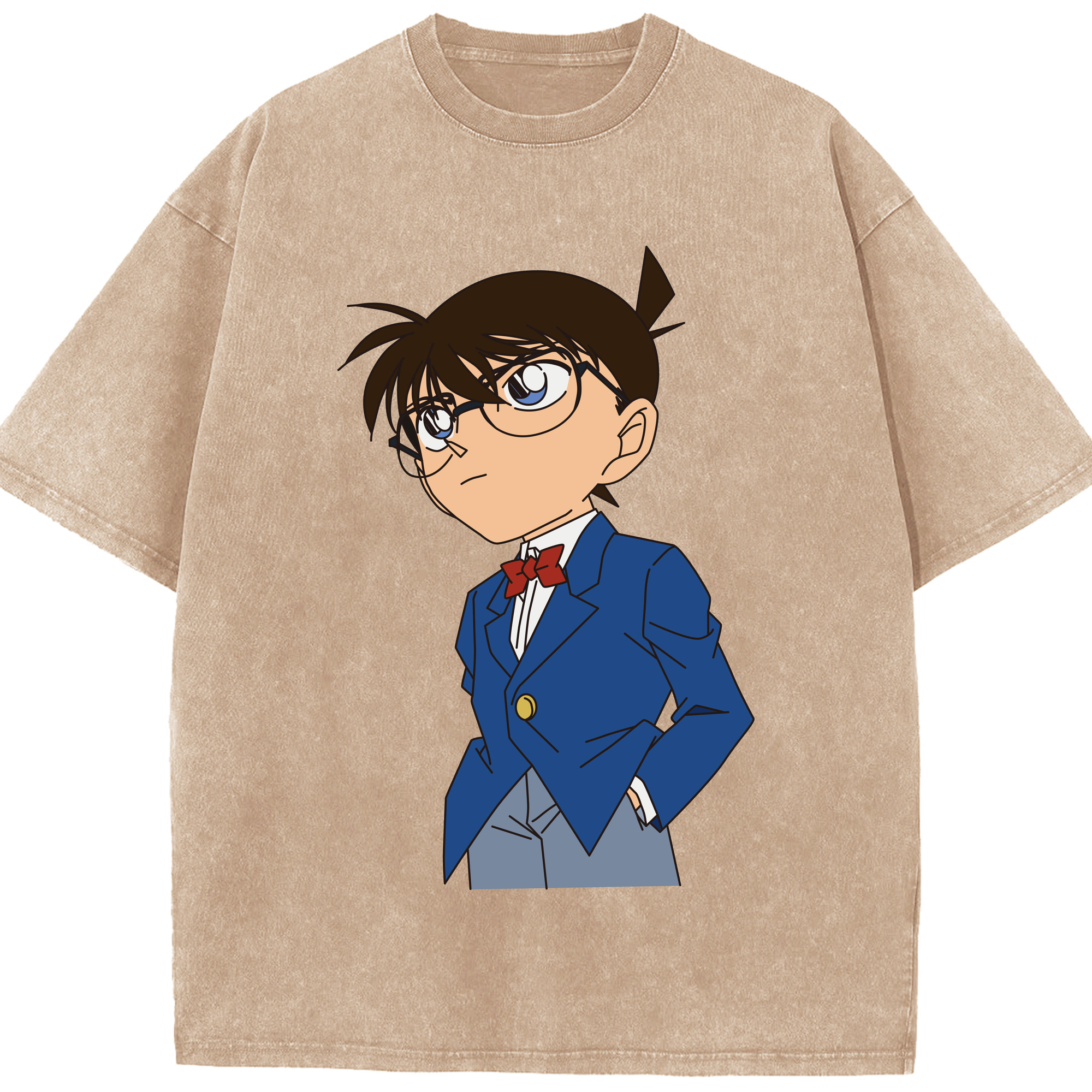 （画像用） 名探偵コナン 江戸川 コナン Detective Conan Conan Edogawa 綿100% ヴィンテージ風 半袖Tシャツ（フロントプリント）