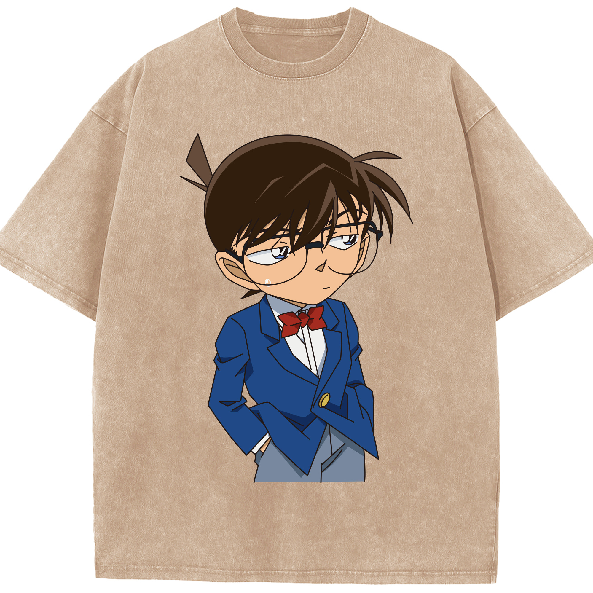 （画像用） 名探偵コナン 江戸川 コナン Detective Conan Conan Edogawa 綿100% ヴィンテージ風 半袖Tシャツ（フロントプリント）