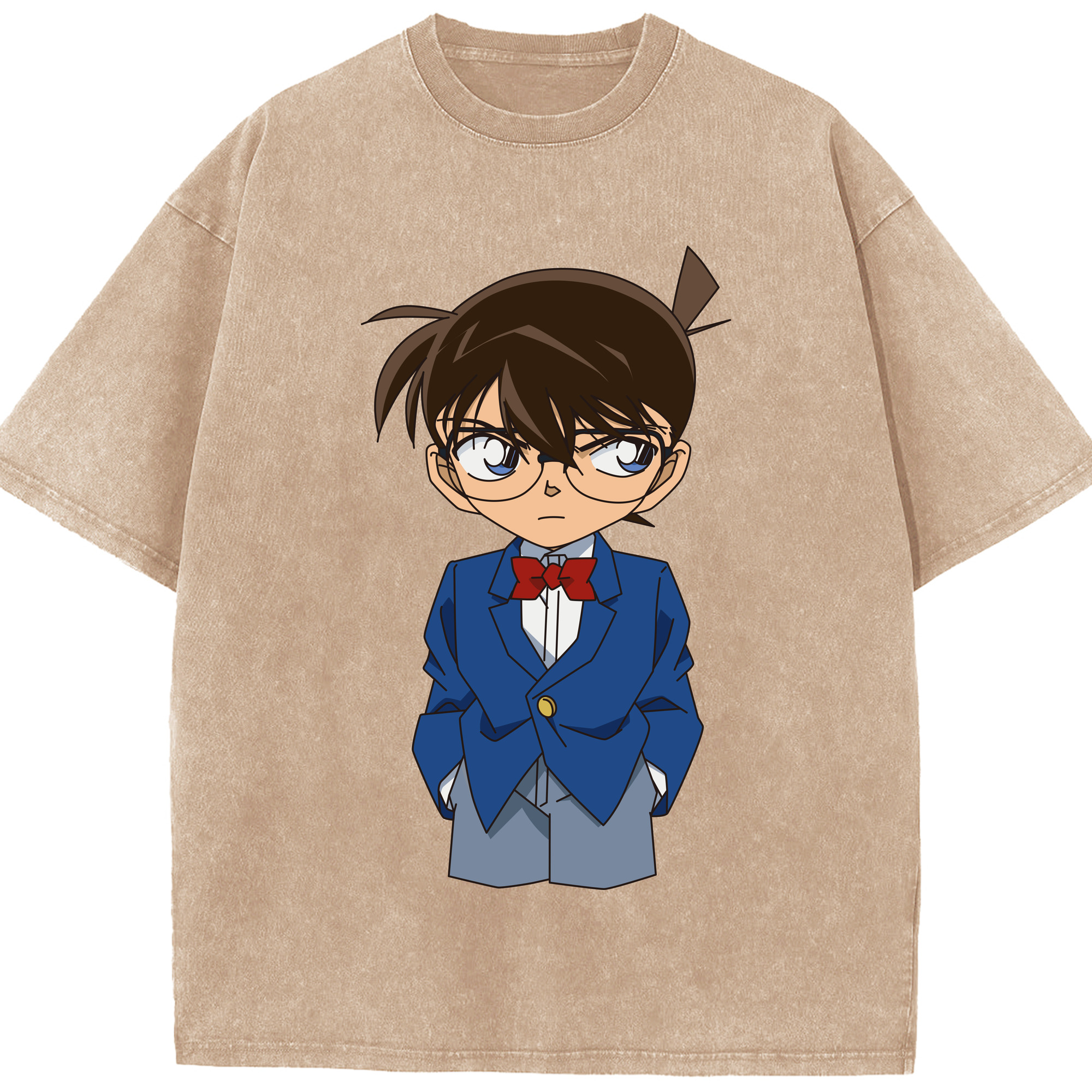 （画像用） 名探偵コナン 江戸川 コナン Detective Conan Conan Edogawa 綿100% ヴィンテージ風 半袖Tシャツ（フロントプリント）
