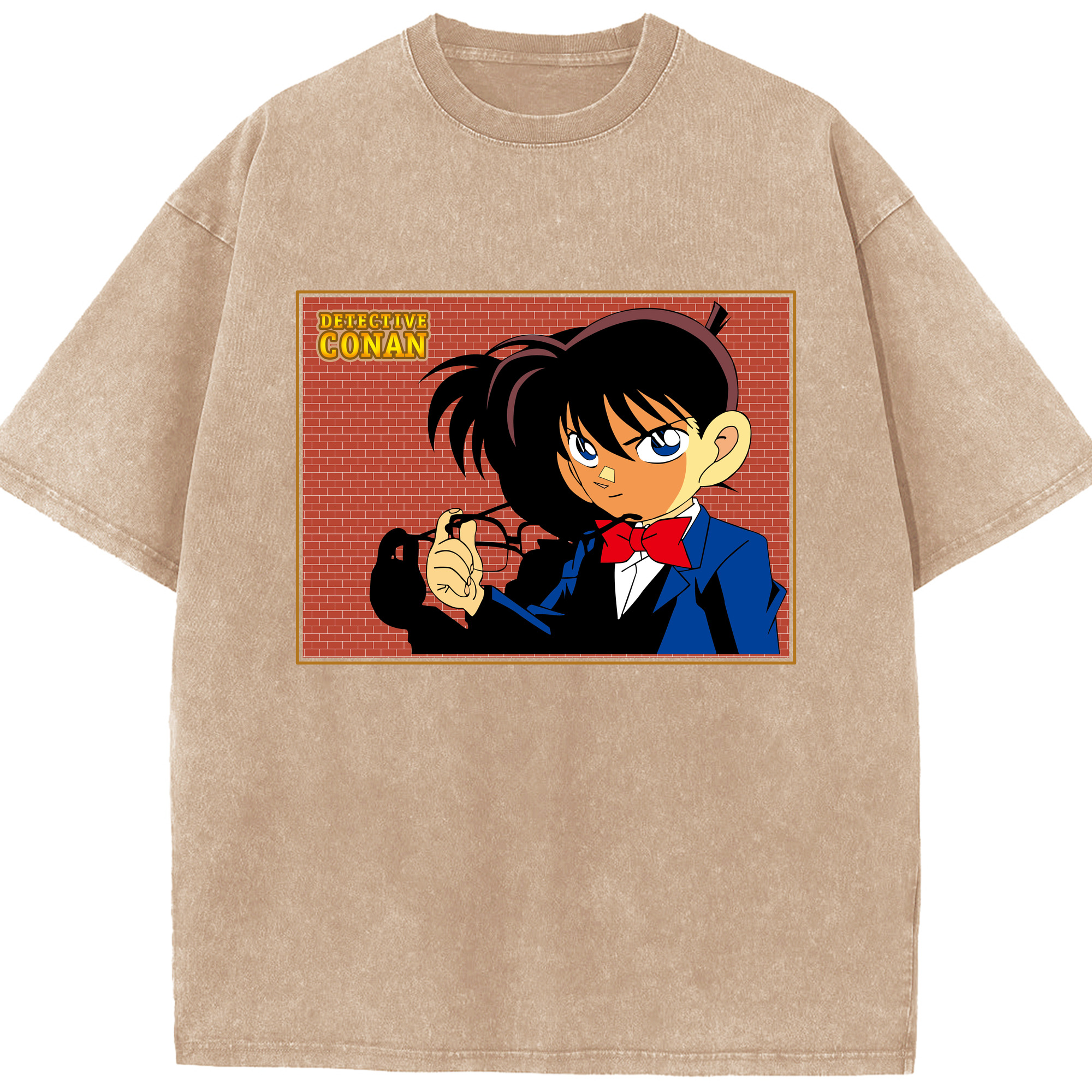 （画像用） 名探偵コナン 江戸川 コナン Detective Conan Conan Edogawa 綿100% ヴィンテージ風 半袖Tシャツ（フロントプリント）