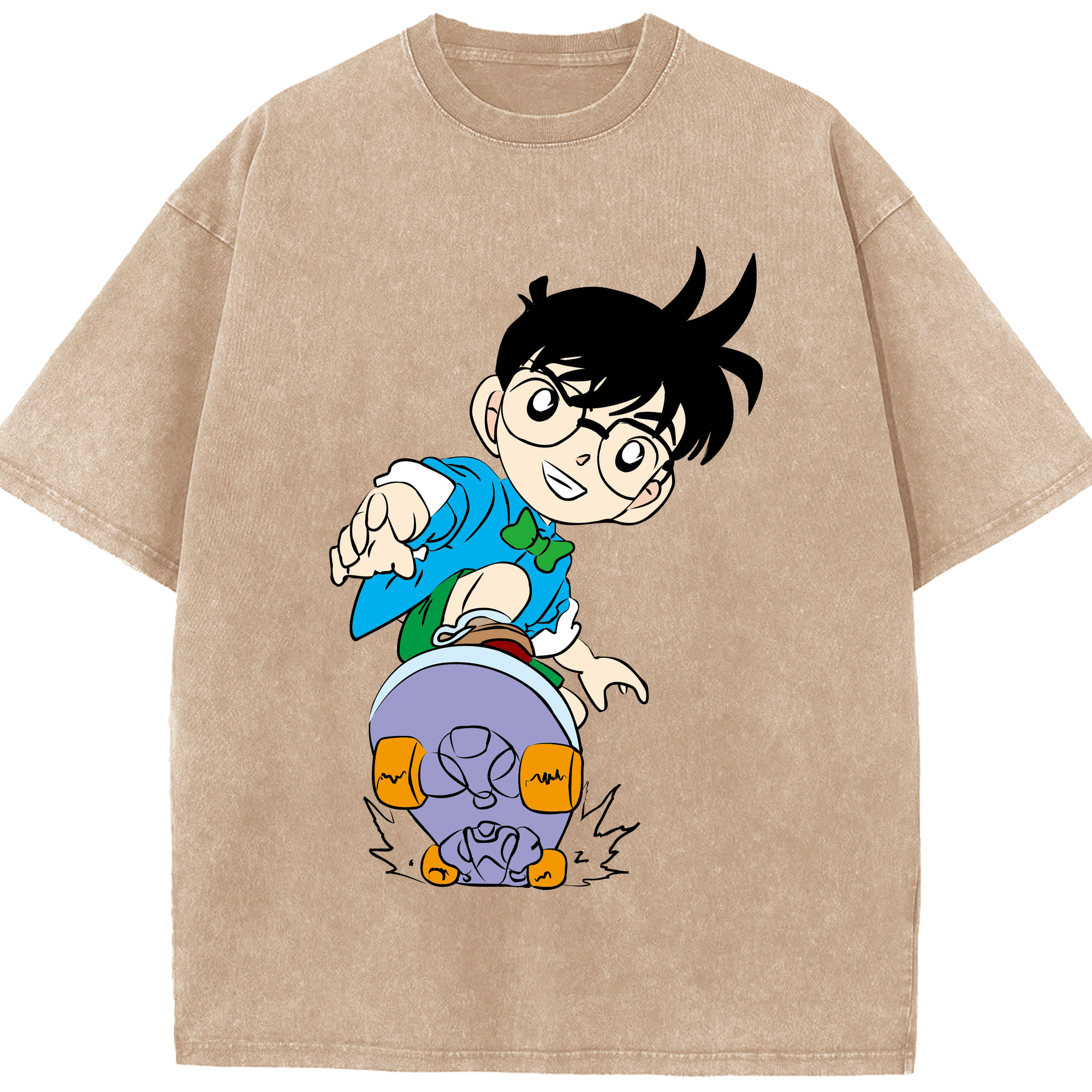 （画像用） 名探偵コナン 江戸川 コナン Detective Conan Conan Edogawa 綿100% ヴィンテージ風 半袖Tシャツ（フロントプリント）