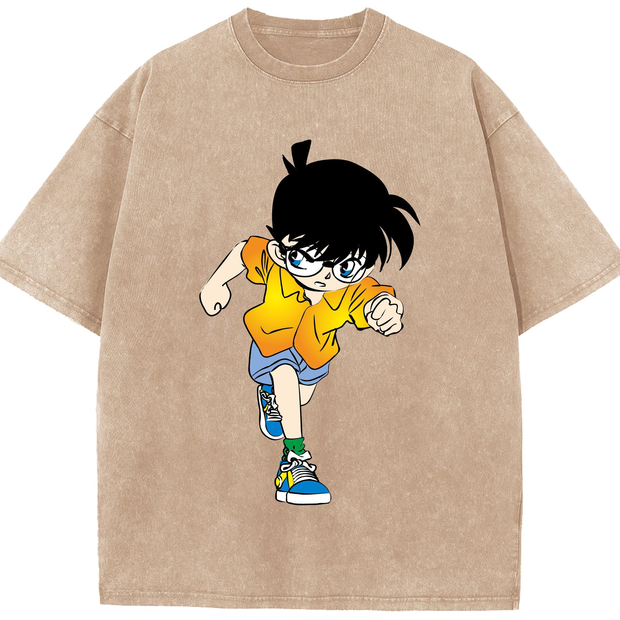 （画像用） 名探偵コナン 江戸川 コナン Detective Conan Conan Edogawa 綿100% ヴィンテージ風 半袖Tシャツ（フロントプリント）