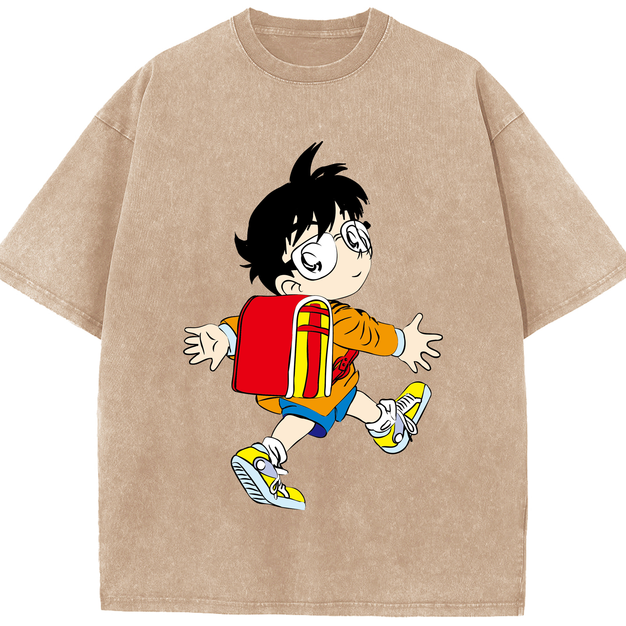 （画像用） 名探偵コナン 江戸川 コナン Detective Conan Conan Edogawa 綿100% ヴィンテージ風 半袖Tシャツ（フロントプリント）