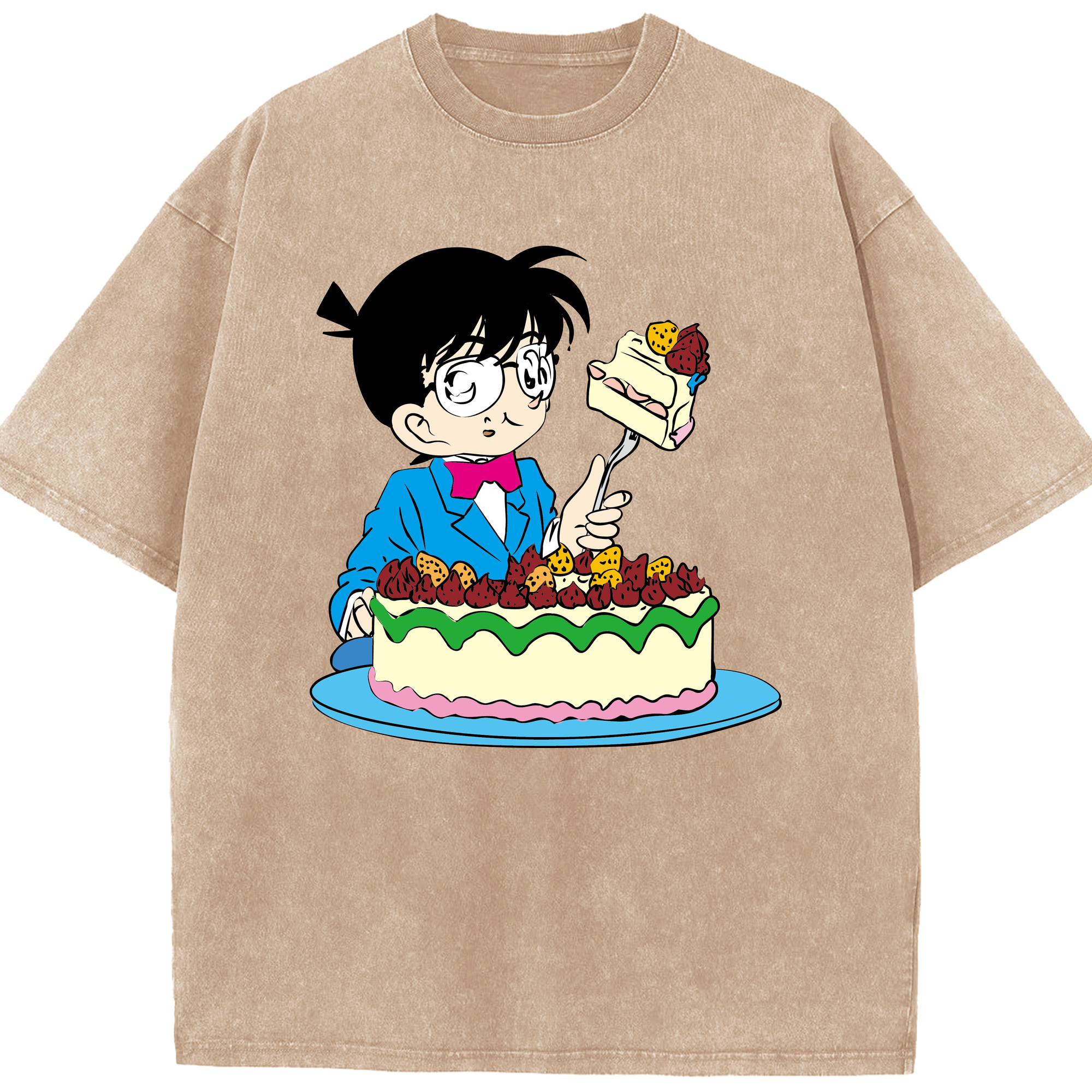 （画像用） 名探偵コナン 江戸川 コナン Detective Conan Conan Edogawa 綿100% ヴィンテージ風 半袖Tシャツ（フロントプリント）