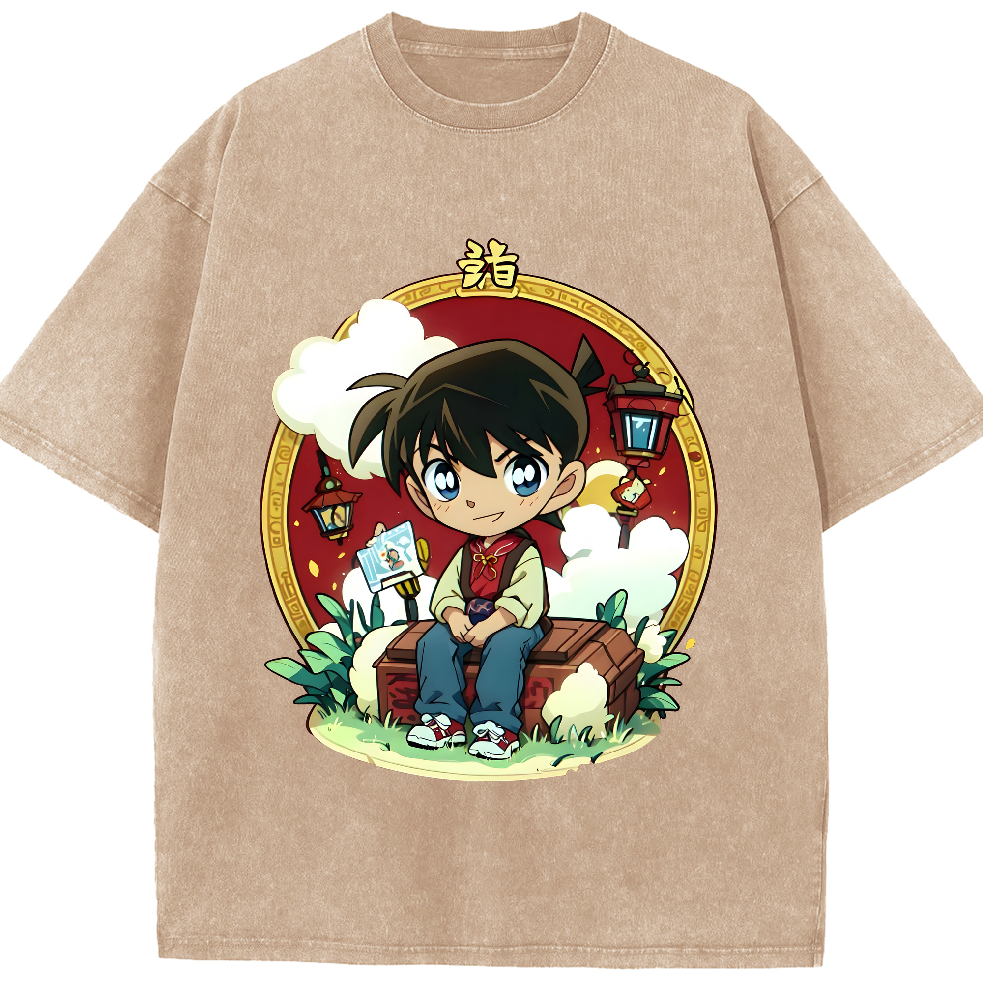 （画像用） 名探偵コナン 江戸川 コナン Detective Conan Conan Edogawa 綿100% ヴィンテージ風 半袖Tシャツ（フロントプリント）