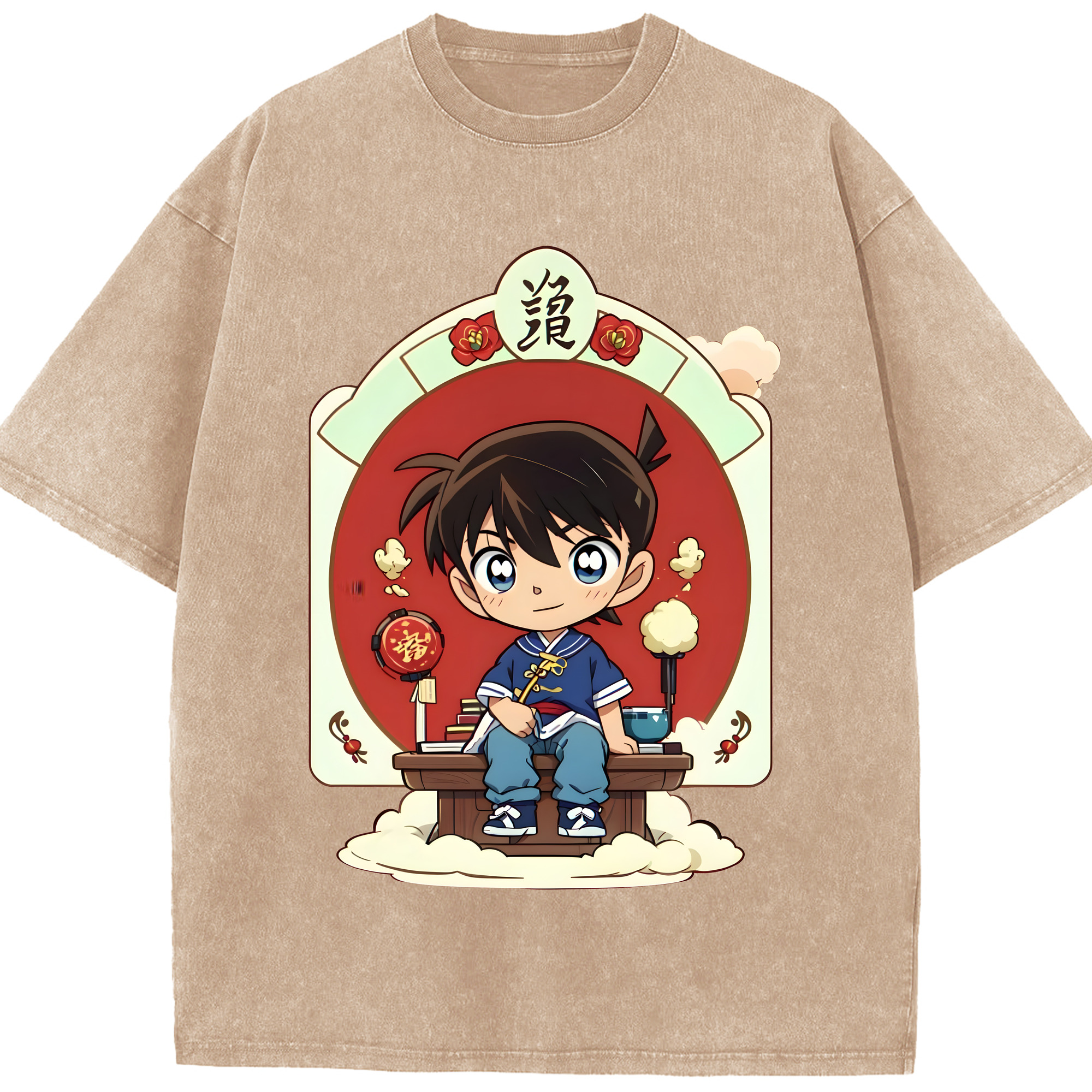 （画像用） 名探偵コナン 江戸川 コナン Detective Conan Conan Edogawa 綿100% ヴィンテージ風 半袖Tシャツ（フロントプリント）