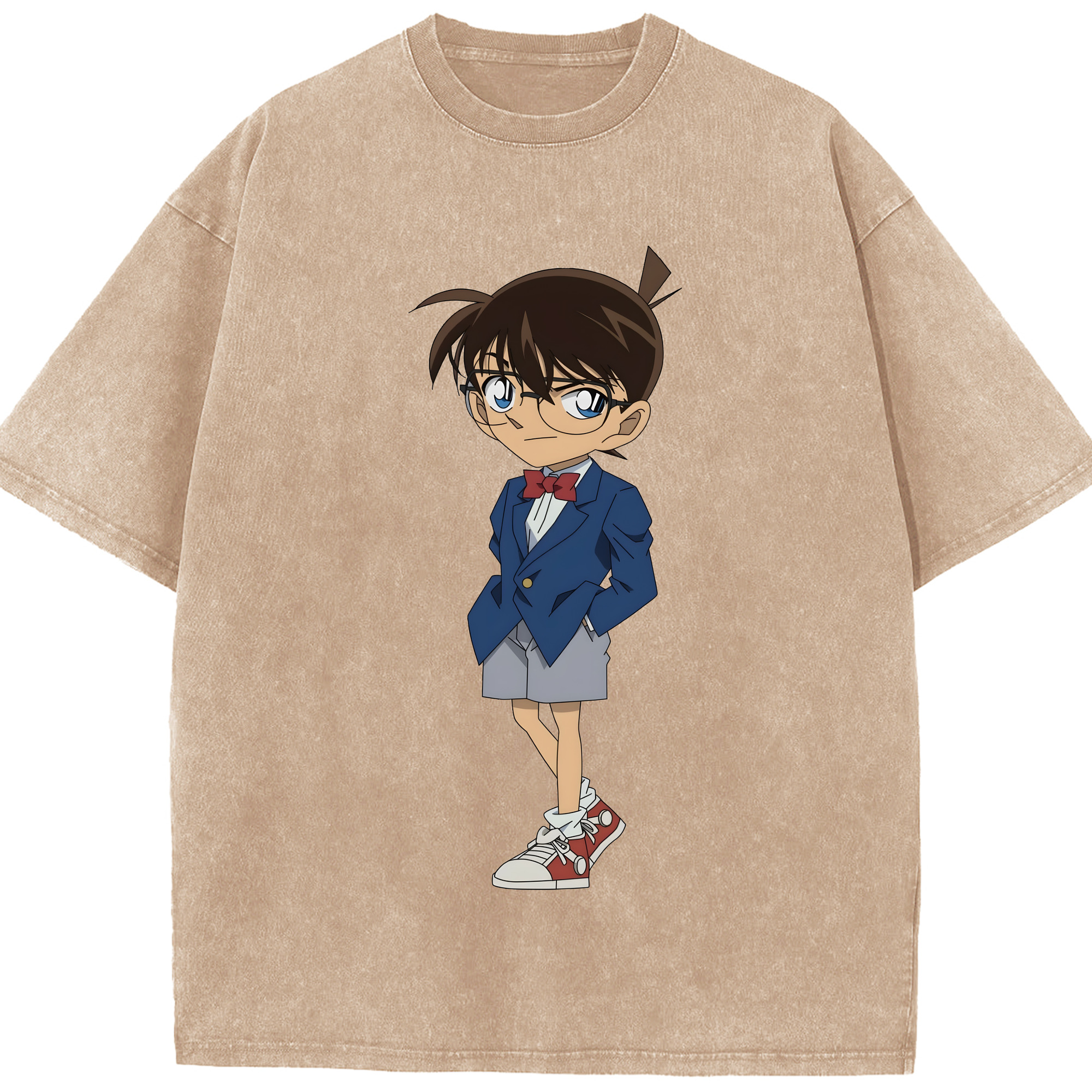 （画像用） 名探偵コナン 江戸川 コナン Detective Conan Conan Edogawa 綿100% ヴィンテージ風 半袖Tシャツ（フロントプリント）