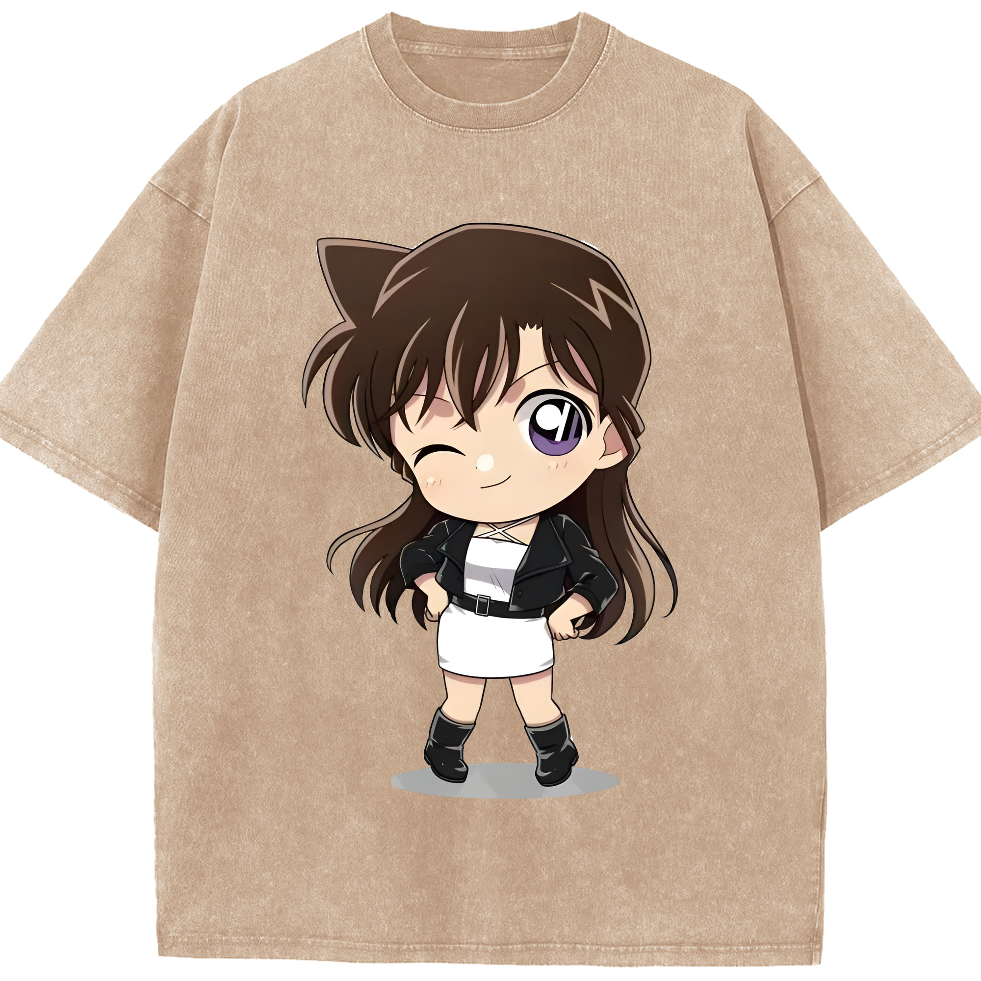 （画像用） 名探偵コナン 毛利 蘭 もうり らん、モーリ ラン Detective Conan Rachel Moore 綿100% ヴィンテージ風 半袖Tシャツ（フロントプリント）