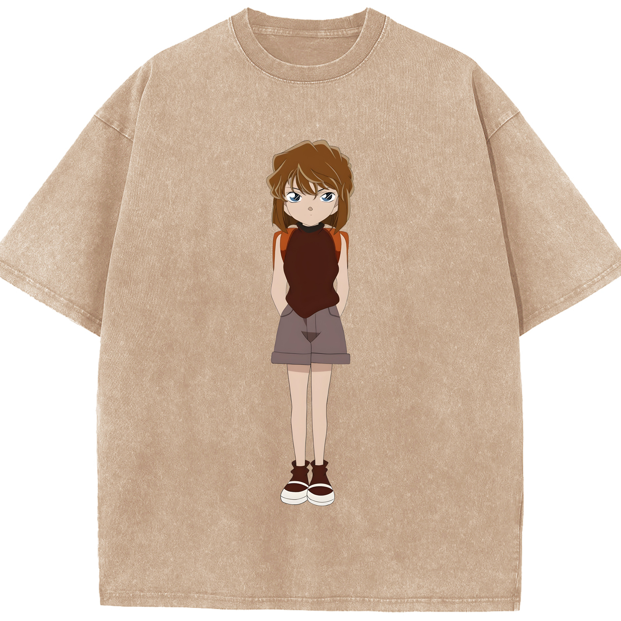 （画像用） 名探偵コナン 灰原 哀 はいばら あい Detective Conan Anita Hailey、Vi Graythorn Haibara Ai 綿100% ヴィンテージ風 半袖Tシャツ（フロントプリント）