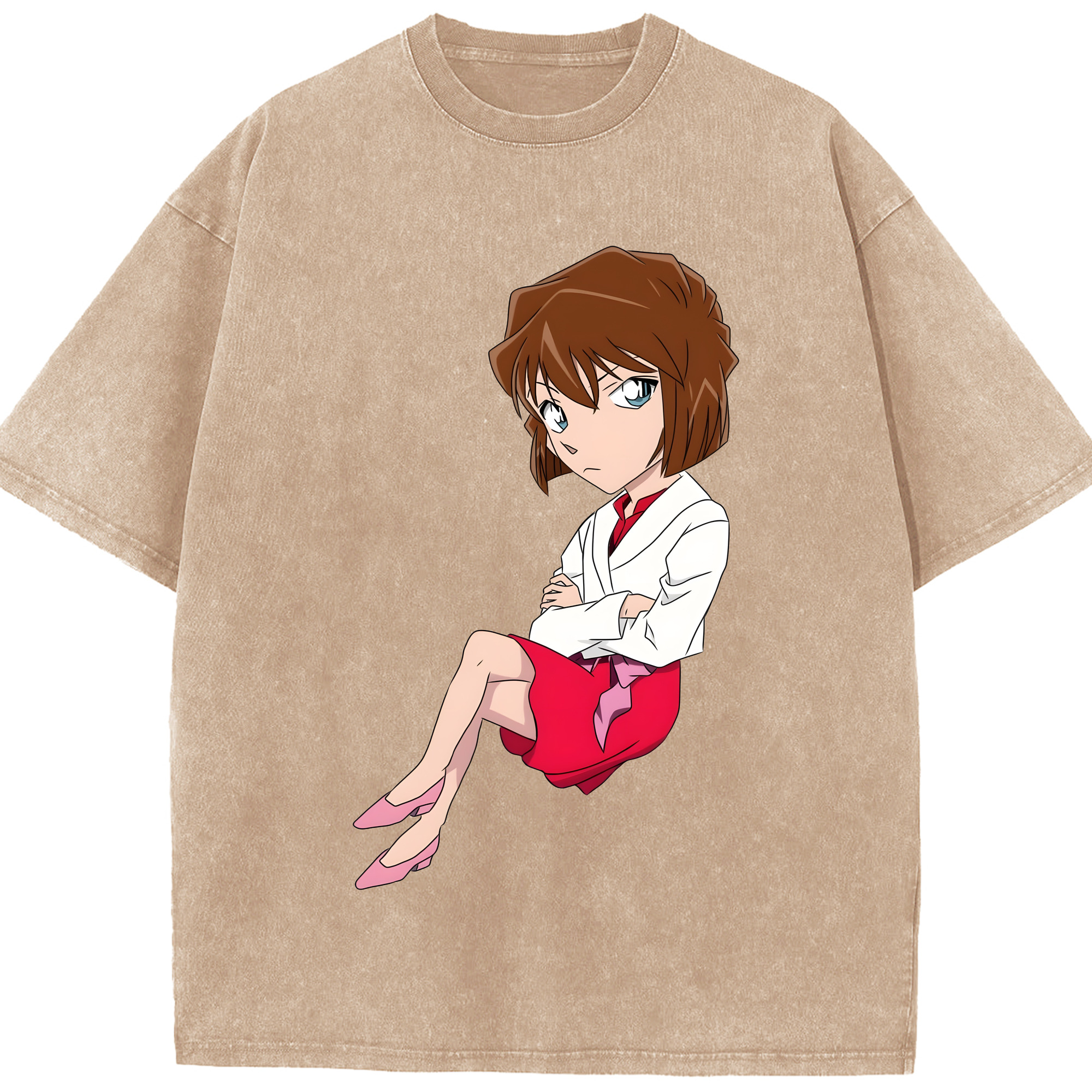 （画像用） 名探偵コナン 灰原 哀 はいばら あい Detective Conan Anita Hailey、Vi Graythorn Haibara Ai 綿100% ヴィンテージ風 半袖Tシャツ（フロントプリント）
