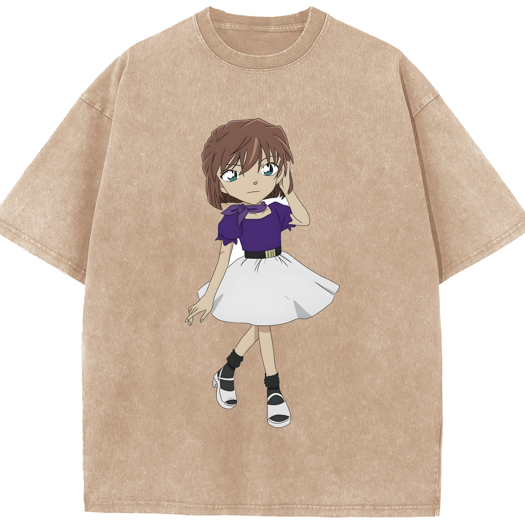 （画像用） 名探偵コナン 灰原 哀 はいばら あい Detective Conan Anita Hailey、Vi Graythorn Haibara Ai 綿100% ヴィンテージ風 半袖Tシャツ（フロントプリント）