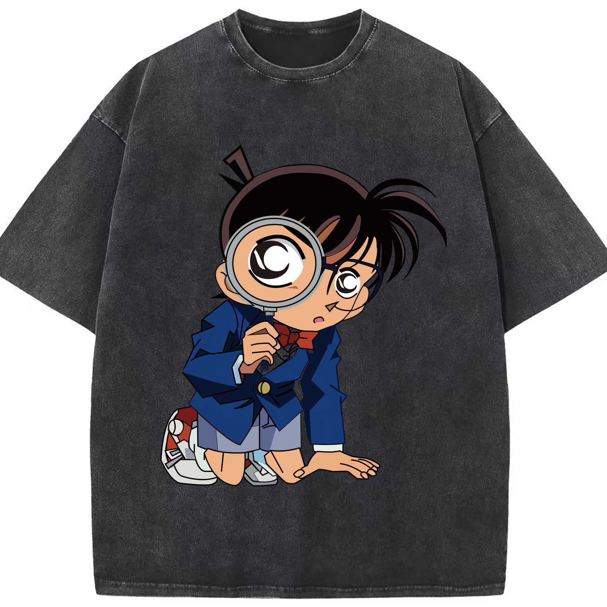 （画像用） 名探偵コナン 江戸川 コナン Detective Conan Conan Edogawa 綿100% ヴィンテージ風 半袖Tシャツ（フロントプリント）