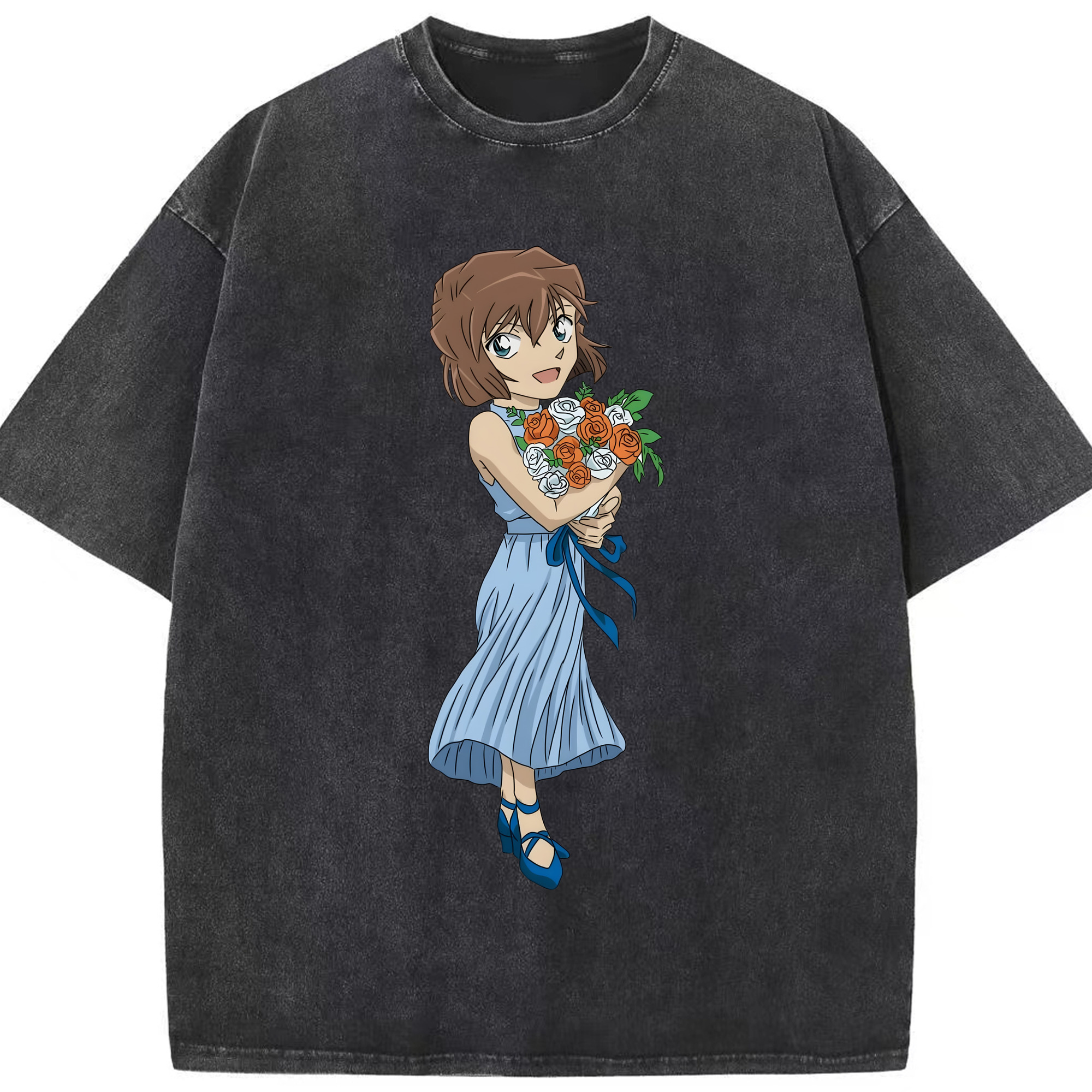 （画像用） 名探偵コナン 灰原 哀 はいばら あい Detective Conan Anita Hailey、Vi Graythorn Haibara Ai 綿100% ヴィンテージ風 半袖Tシャツ（フロントプリント）