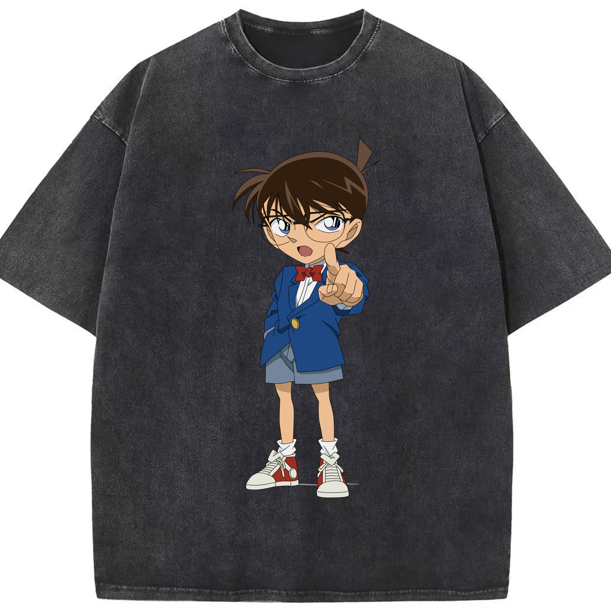 （画像用） 名探偵コナン 江戸川 コナン Detective Conan Conan Edogawa 綿100% ヴィンテージ風 半袖Tシャツ（フロントプリント）