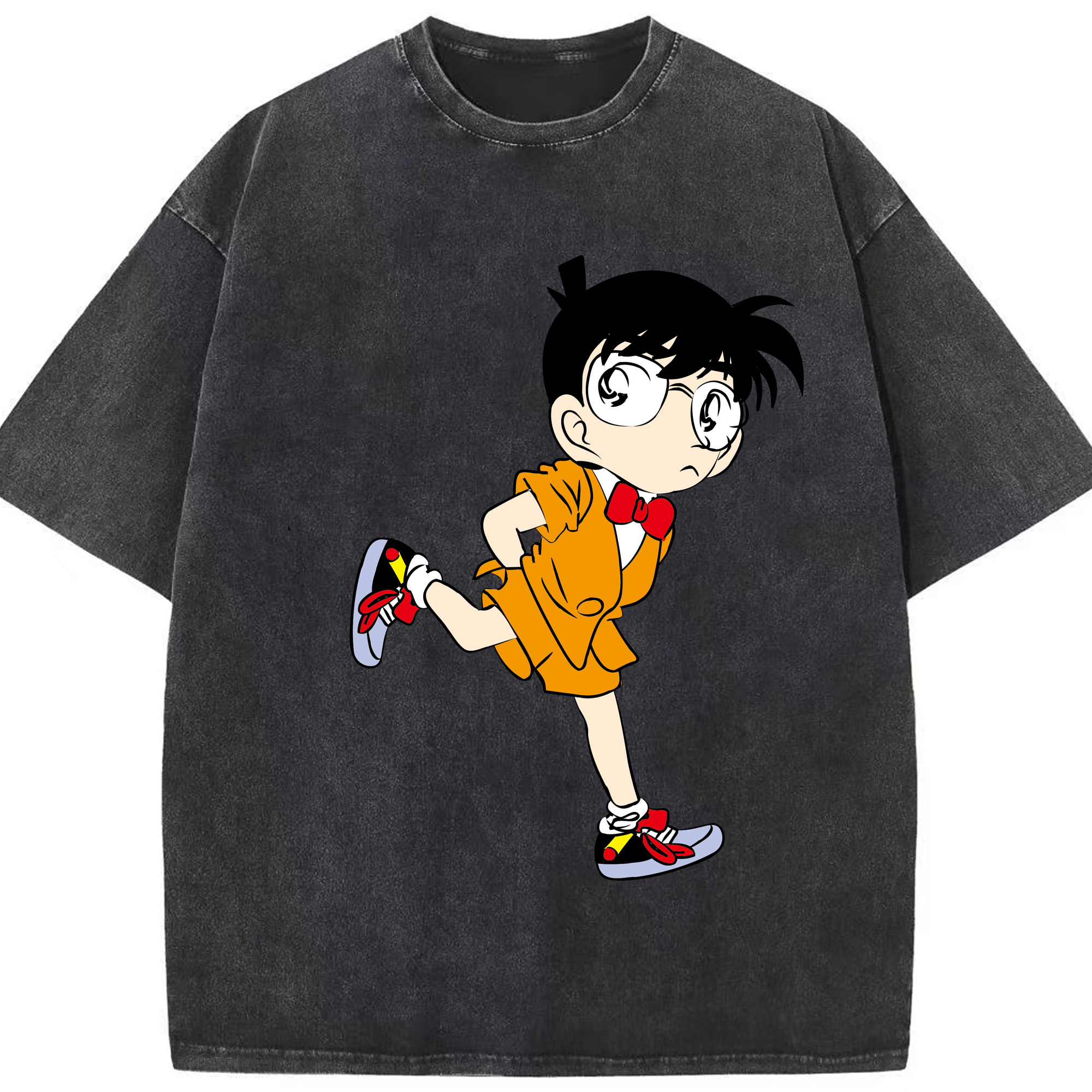 （画像用） 名探偵コナン 江戸川 コナン Detective Conan Conan Edogawa 綿100% ヴィンテージ風 半袖Tシャツ（フロントプリント）