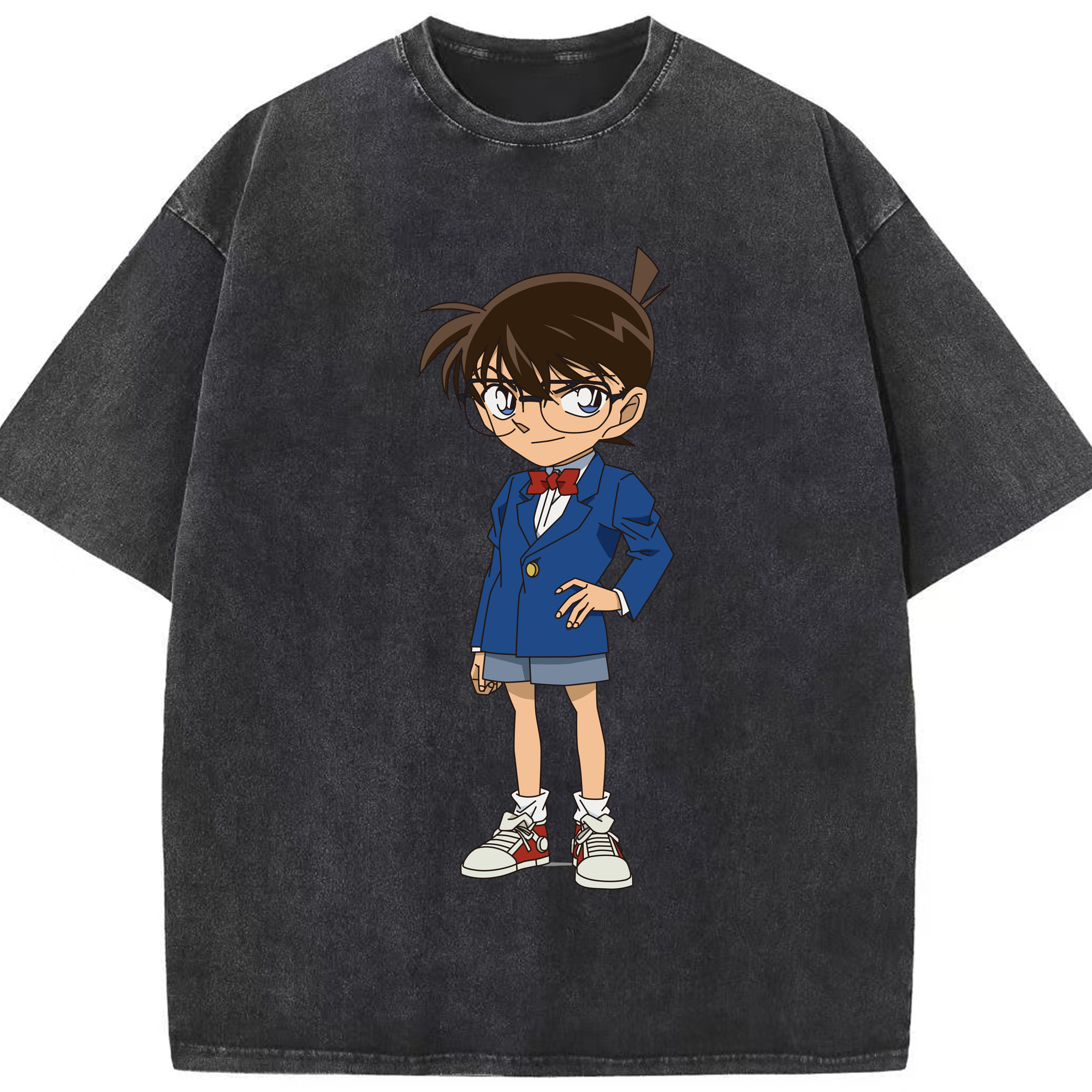 （画像用） 名探偵コナン 江戸川 コナン Detective Conan Conan Edogawa 綿100% ヴィンテージ風 半袖Tシャツ（フロントプリント）