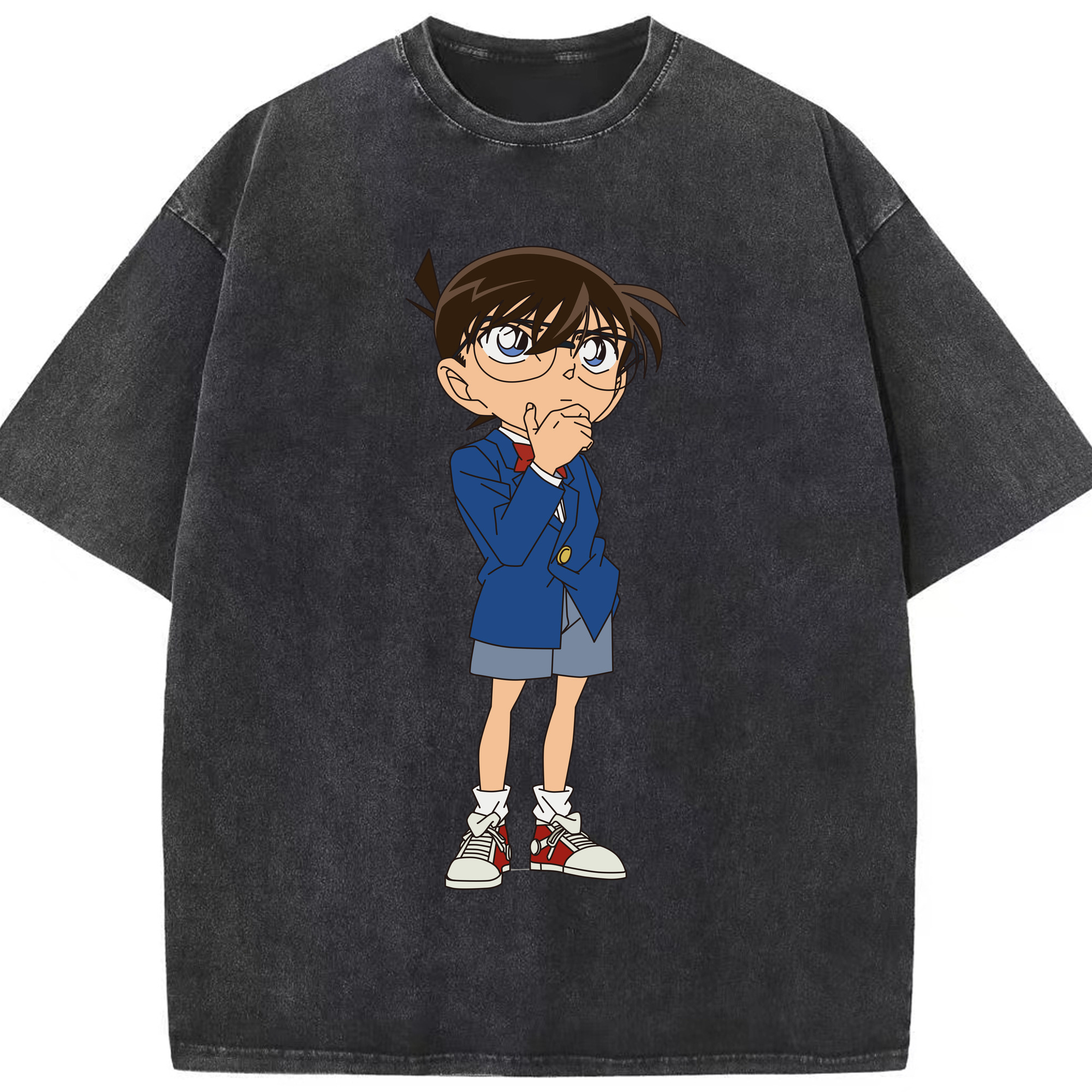 （画像用） 名探偵コナン 江戸川 コナン Detective Conan Conan Edogawa 綿100% ヴィンテージ風 半袖Tシャツ（フロントプリント）