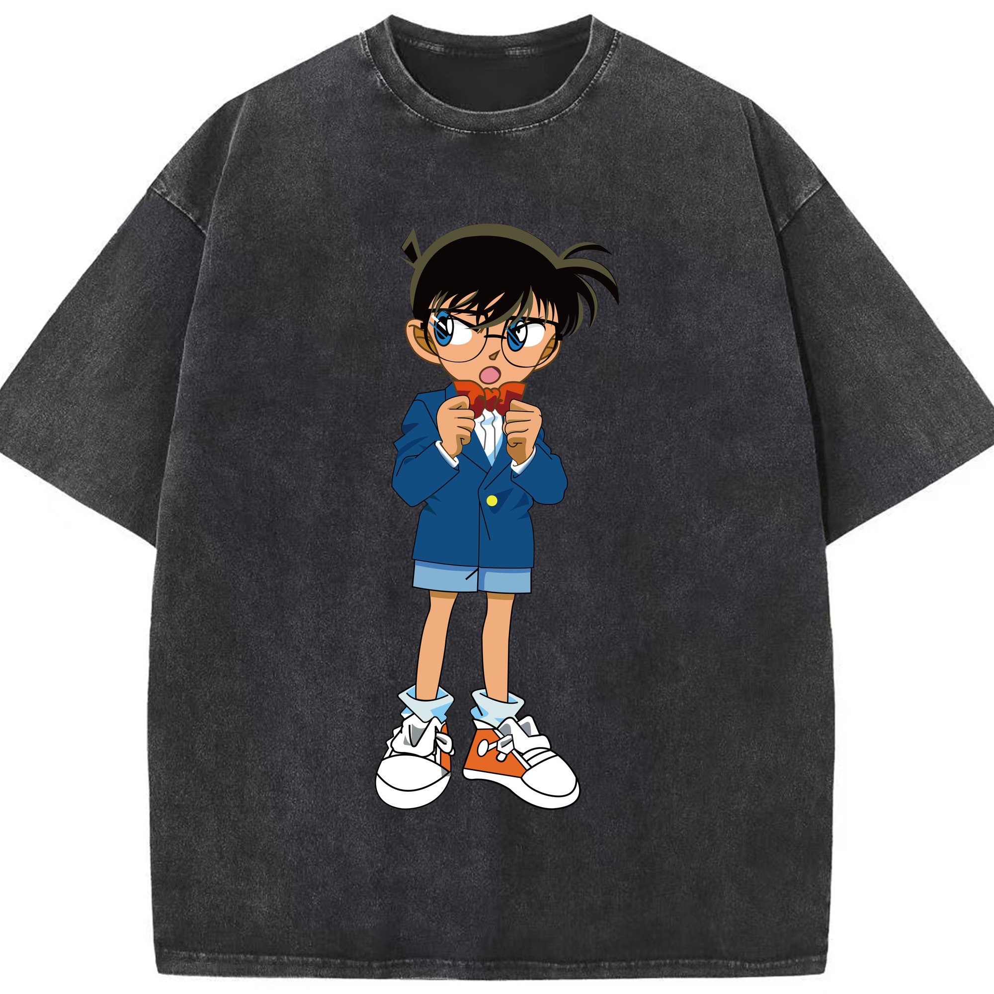 （画像用） 名探偵コナン 江戸川 コナン Detective Conan Conan Edogawa 綿100% ヴィンテージ風 半袖Tシャツ（フロントプリント）
