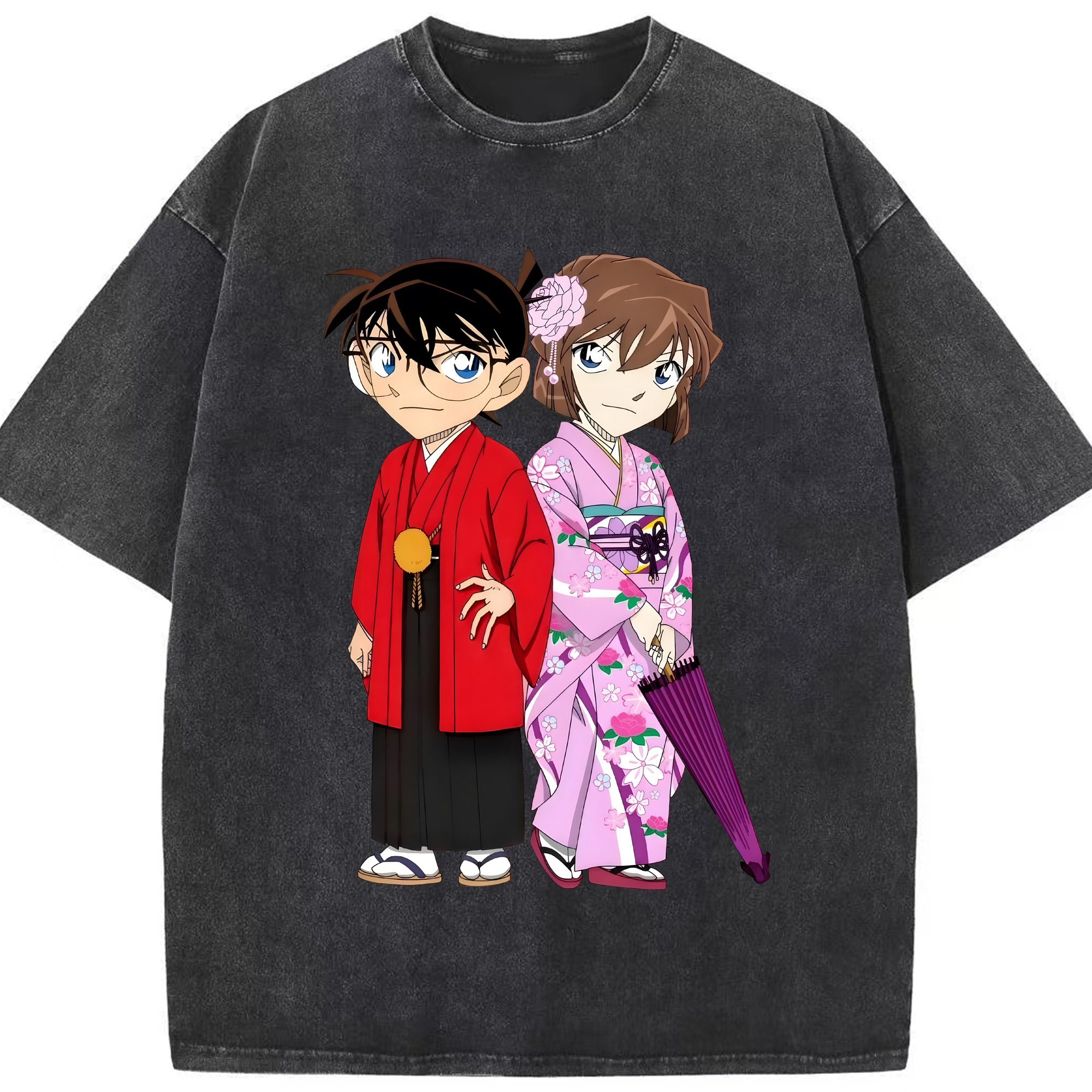 （画像用） 名探偵コナン 江戸川 コナン Detective Conan Conan Edogawa 綿100% ヴィンテージ風 半袖Tシャツ（フロントプリント）