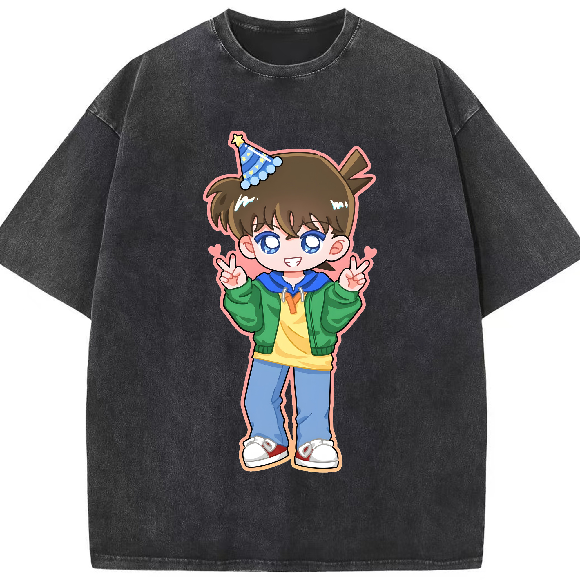 （画像用） 名探偵コナン 江戸川 コナン Detective Conan Conan Edogawa 綿100% ヴィンテージ風 半袖Tシャツ（フロントプリント）