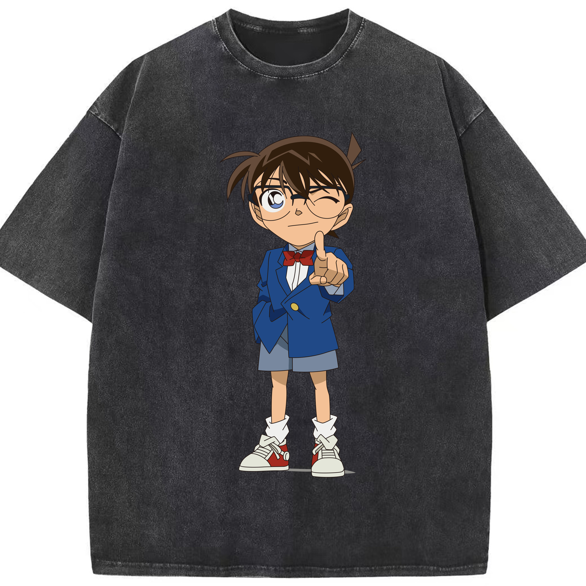 （画像用） 名探偵コナン 江戸川 コナン Detective Conan Conan Edogawa 綿100% ヴィンテージ風 半袖Tシャツ（フロントプリント）