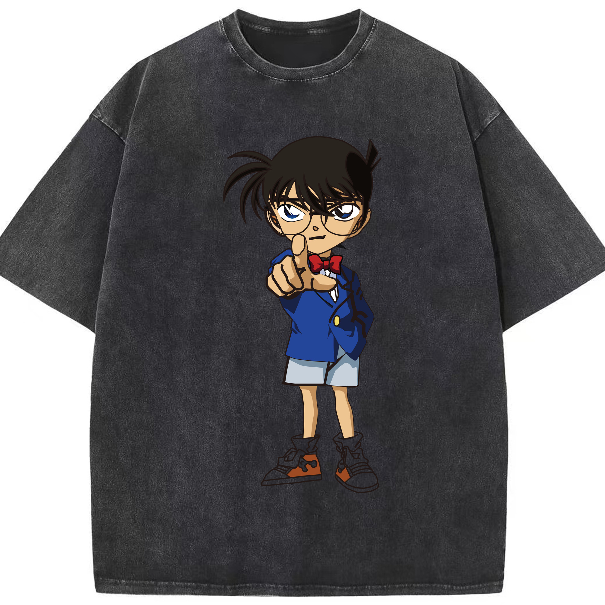 （画像用） 名探偵コナン 江戸川 コナン Detective Conan Conan Edogawa 綿100% ヴィンテージ風 半袖Tシャツ（フロントプリント）