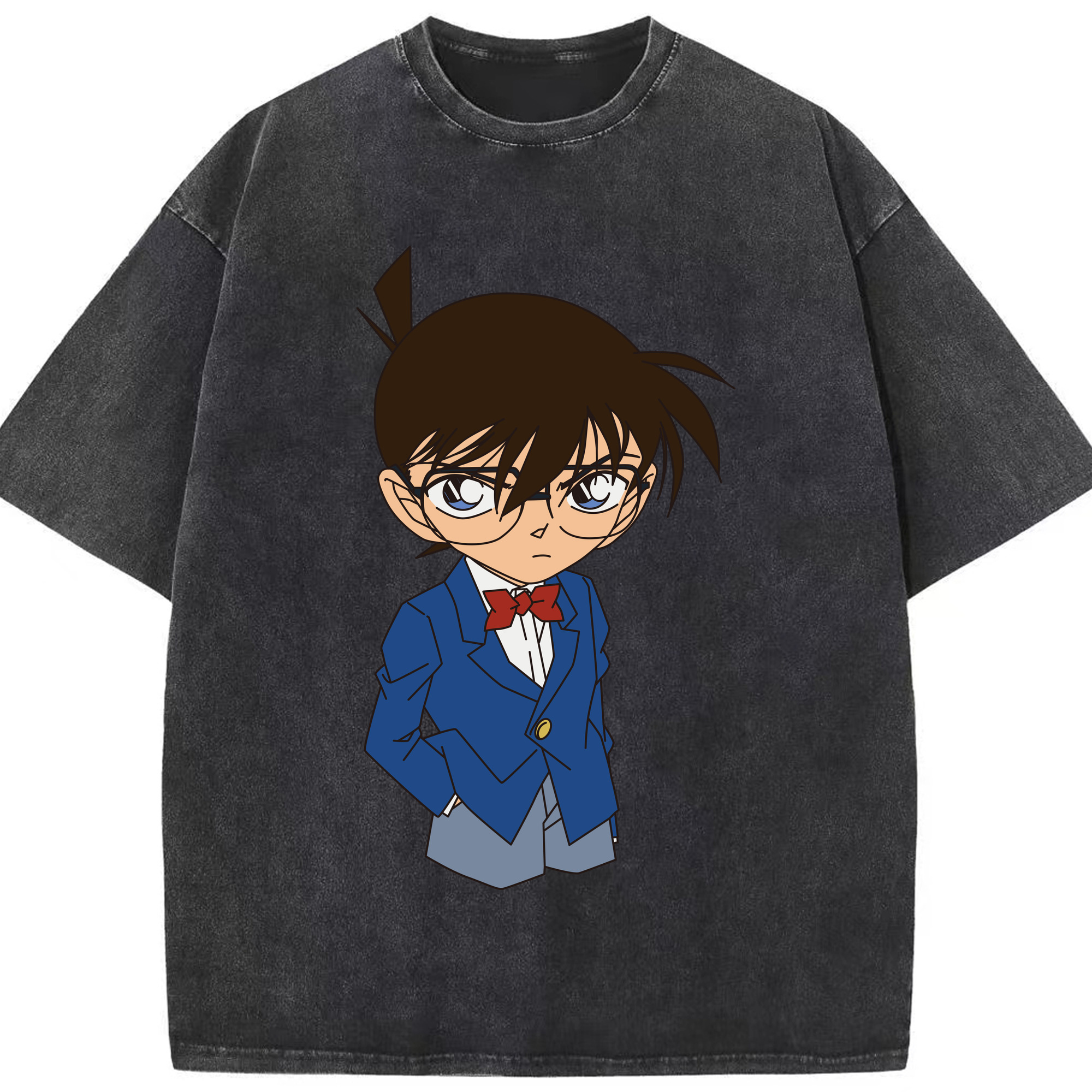 （画像用） 名探偵コナン 江戸川 コナン Detective Conan Conan Edogawa 綿100% ヴィンテージ風 半袖Tシャツ（フロントプリント）