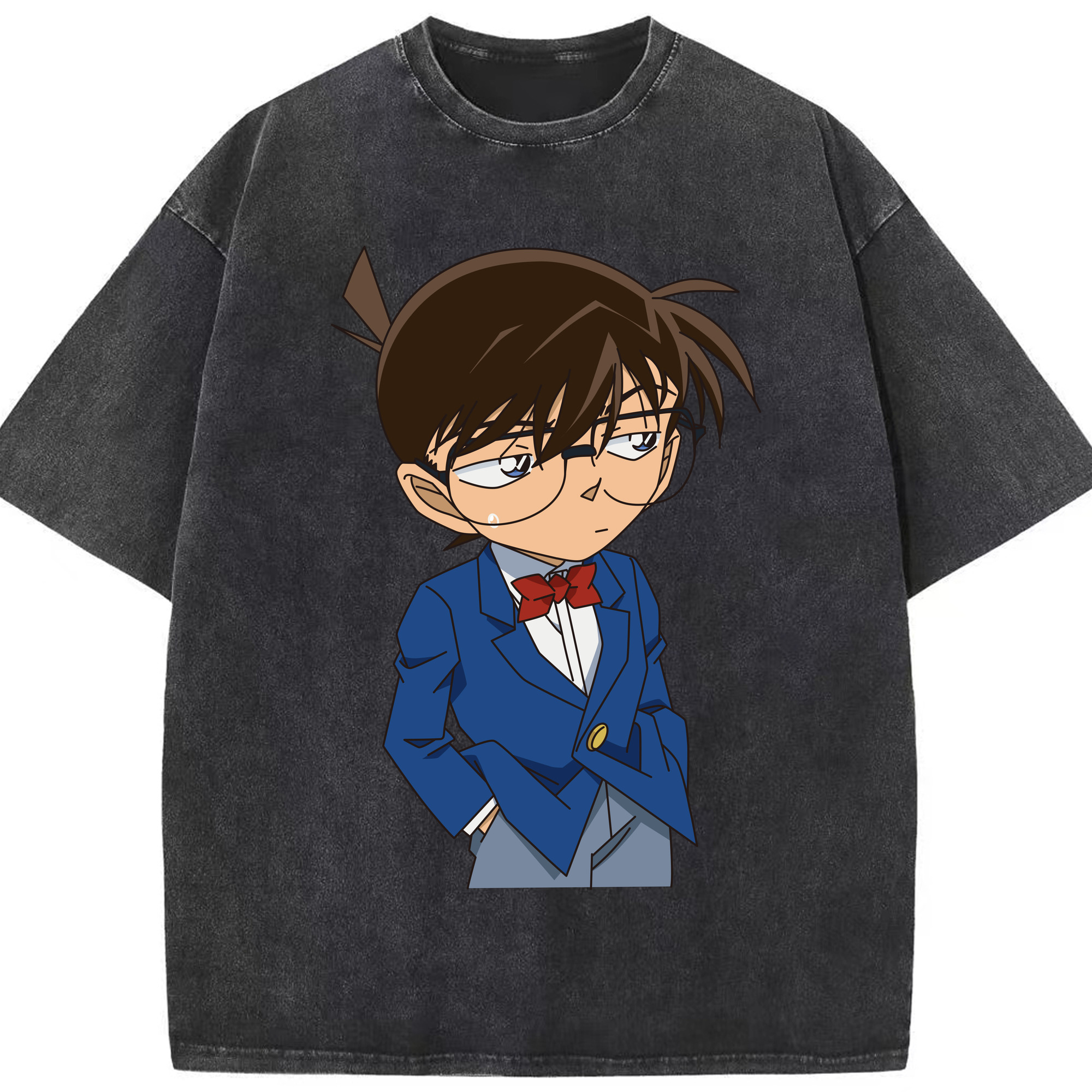 （画像用） 名探偵コナン 江戸川 コナン Detective Conan Conan Edogawa 綿100% ヴィンテージ風 半袖Tシャツ（フロントプリント）