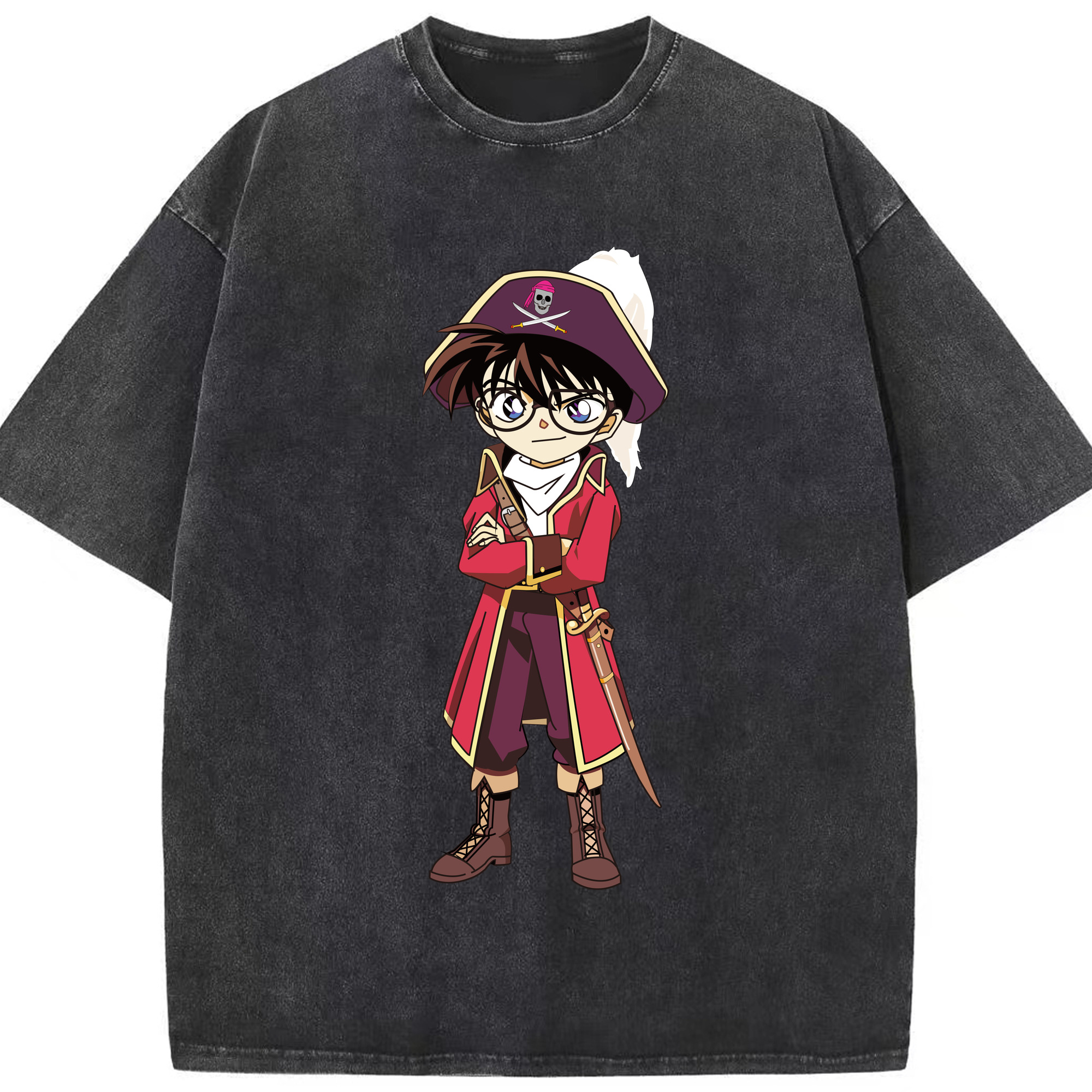 （画像用） 名探偵コナン 江戸川 コナン Detective Conan Conan Edogawa 綿100% ヴィンテージ風 半袖Tシャツ（フロントプリント）
