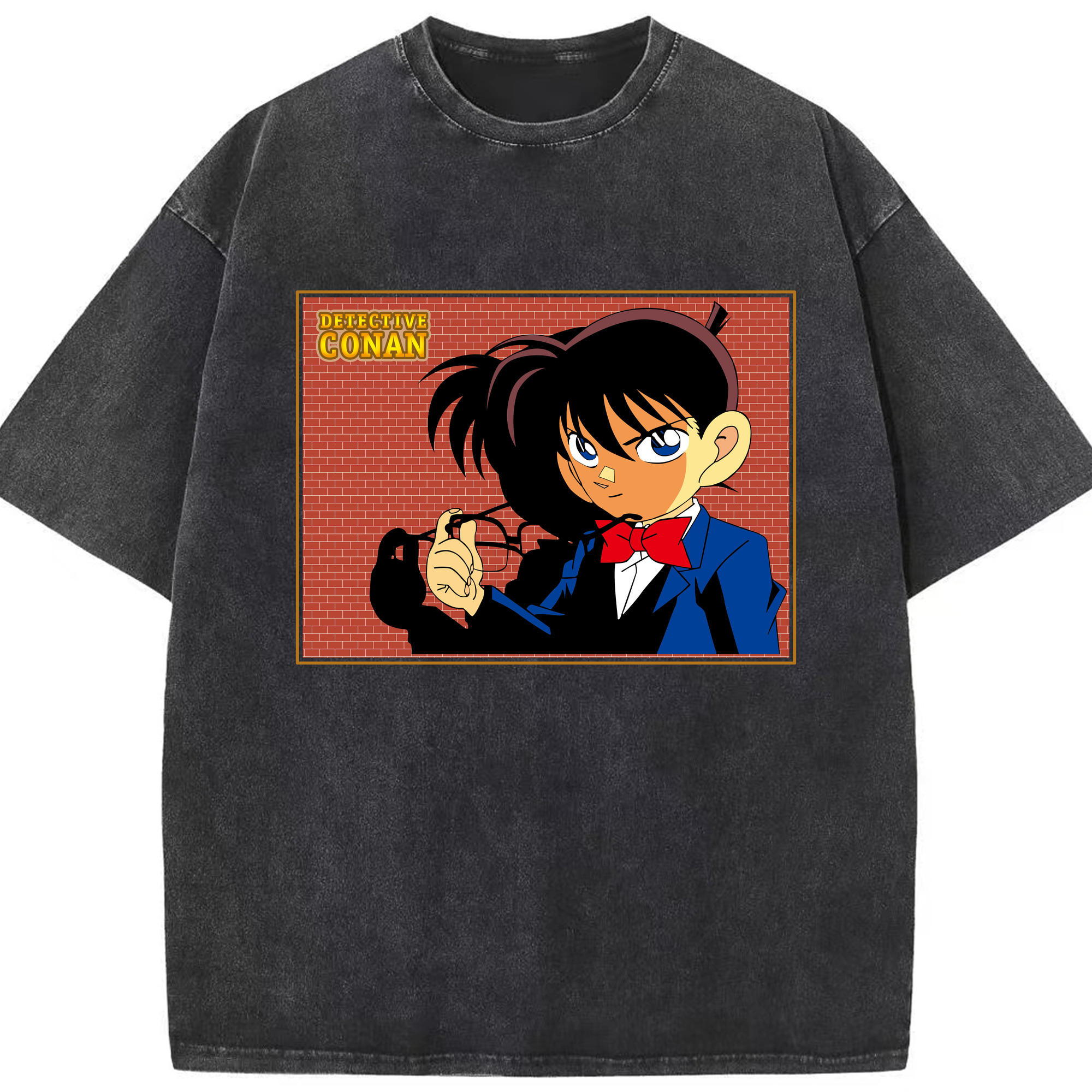 （画像用） 名探偵コナン 江戸川 コナン Detective Conan Conan Edogawa 綿100% ヴィンテージ風 半袖Tシャツ（フロントプリント）