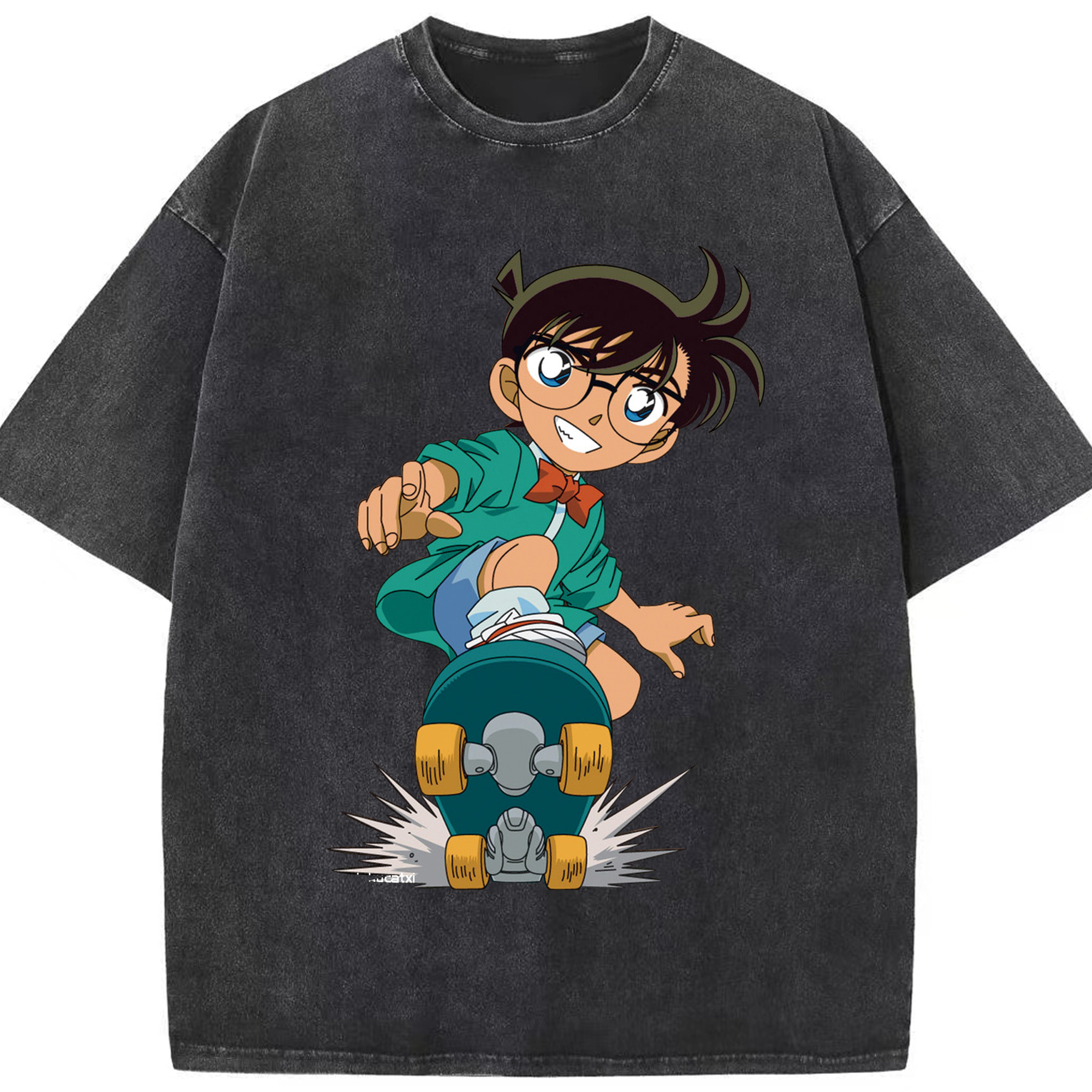 （画像用） 名探偵コナン 江戸川 コナン Detective Conan Conan Edogawa 綿100% ヴィンテージ風 半袖Tシャツ（フロントプリント）
