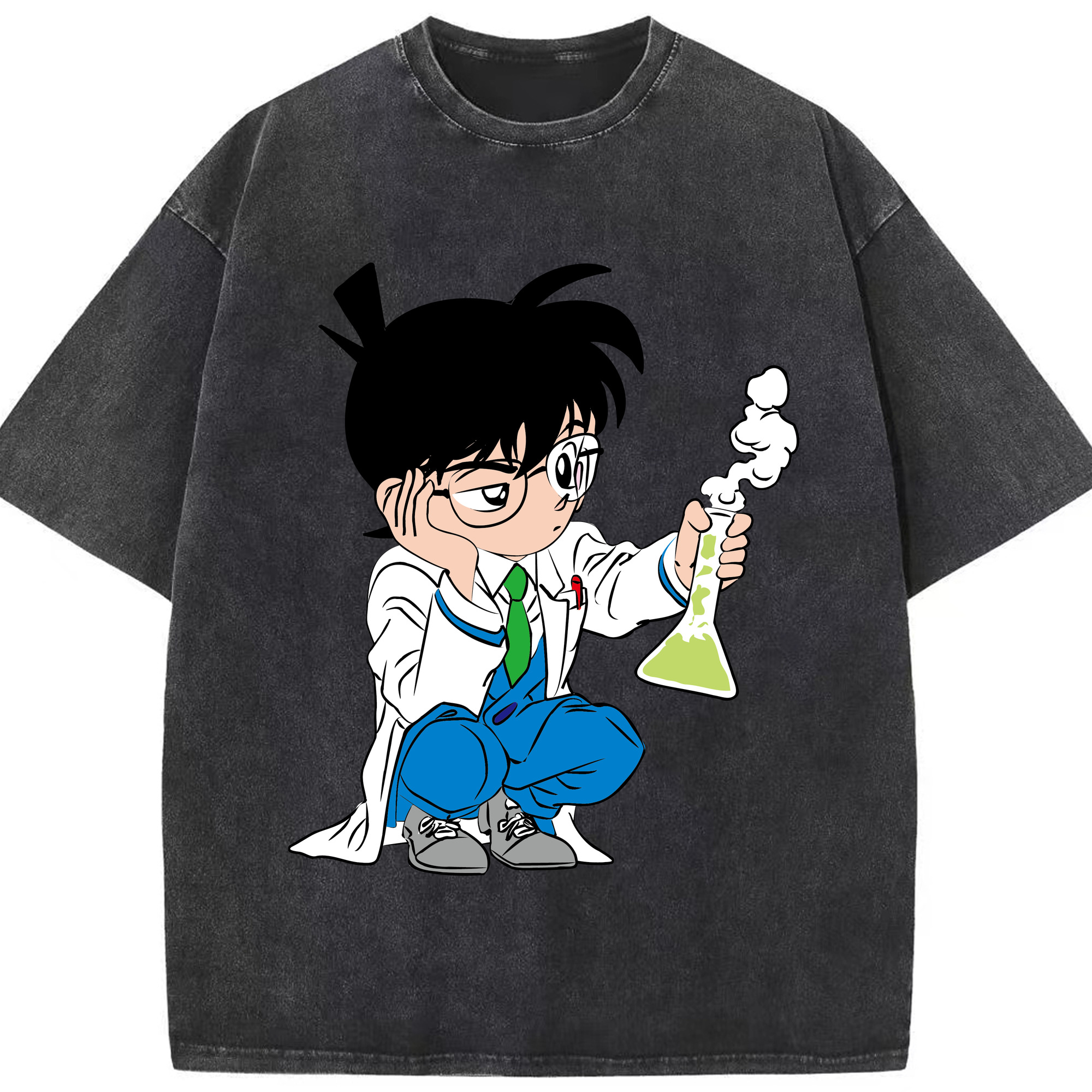 （画像用） 名探偵コナン 江戸川 コナン Detective Conan Conan Edogawa 綿100% ヴィンテージ風 半袖Tシャツ（フロントプリント）