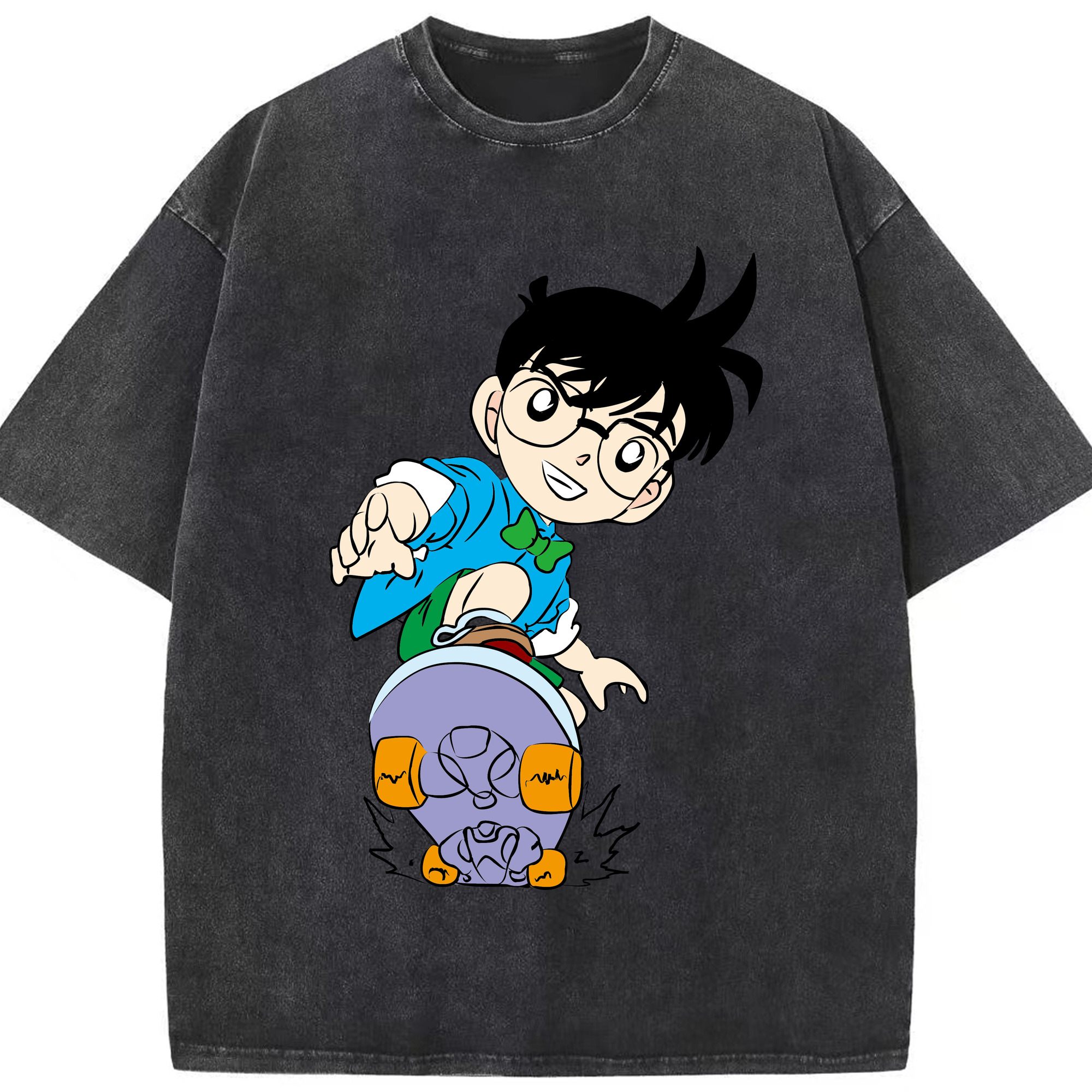 （画像用） 名探偵コナン 江戸川 コナン Detective Conan Conan Edogawa 綿100% ヴィンテージ風 半袖Tシャツ（フロントプリント）