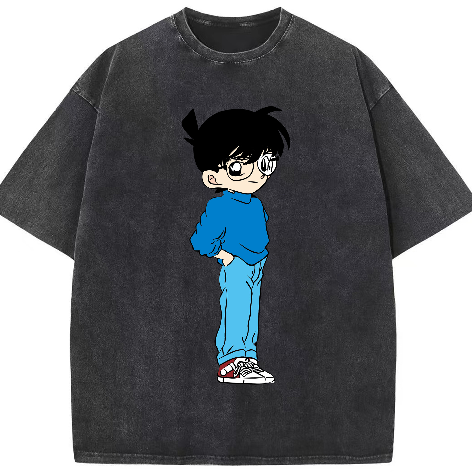 （画像用） 名探偵コナン 江戸川 コナン Detective Conan Conan Edogawa 綿100% ヴィンテージ風 半袖Tシャツ（フロントプリント）