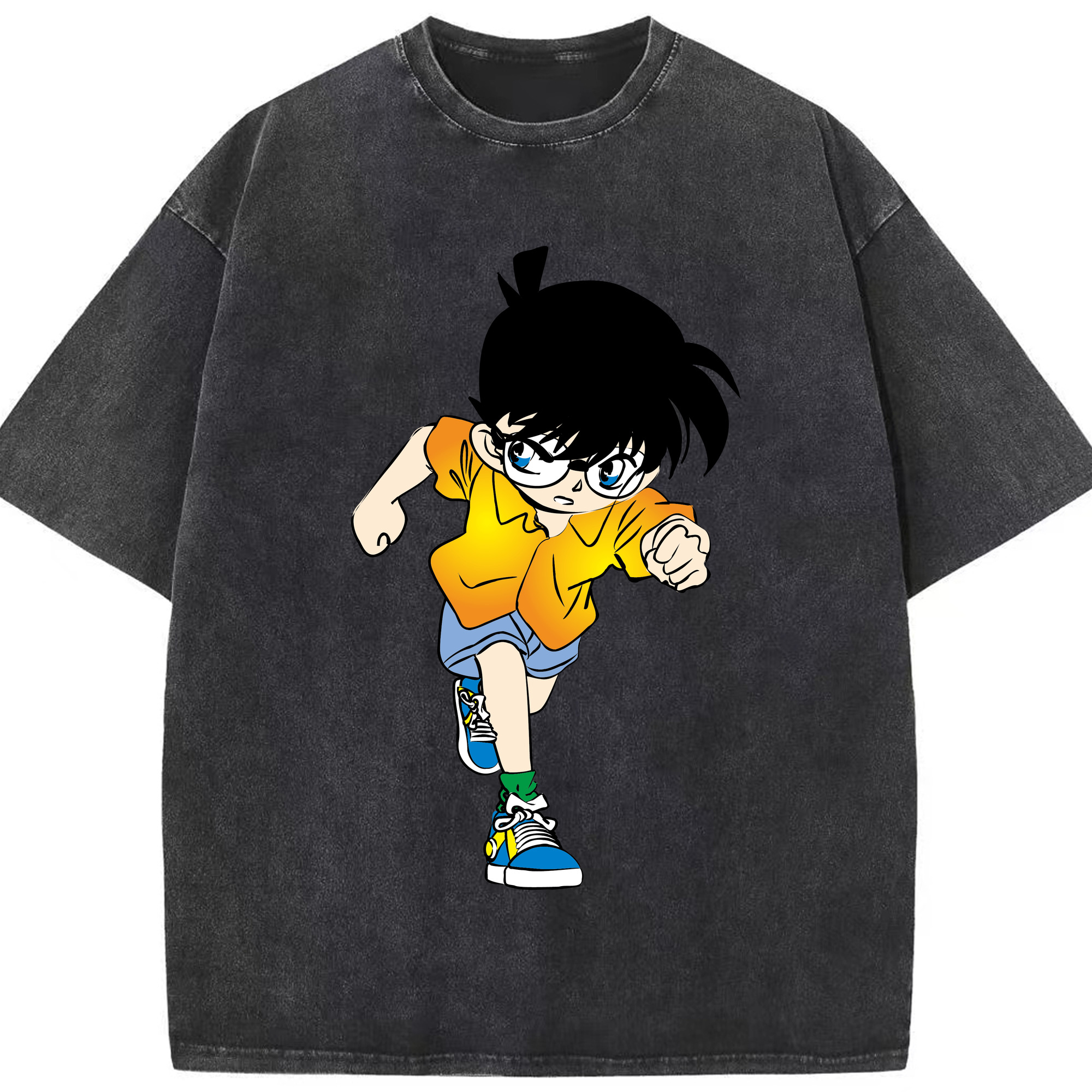 （画像用） 名探偵コナン 江戸川 コナン Detective Conan Conan Edogawa 綿100% ヴィンテージ風 半袖Tシャツ（フロントプリント）