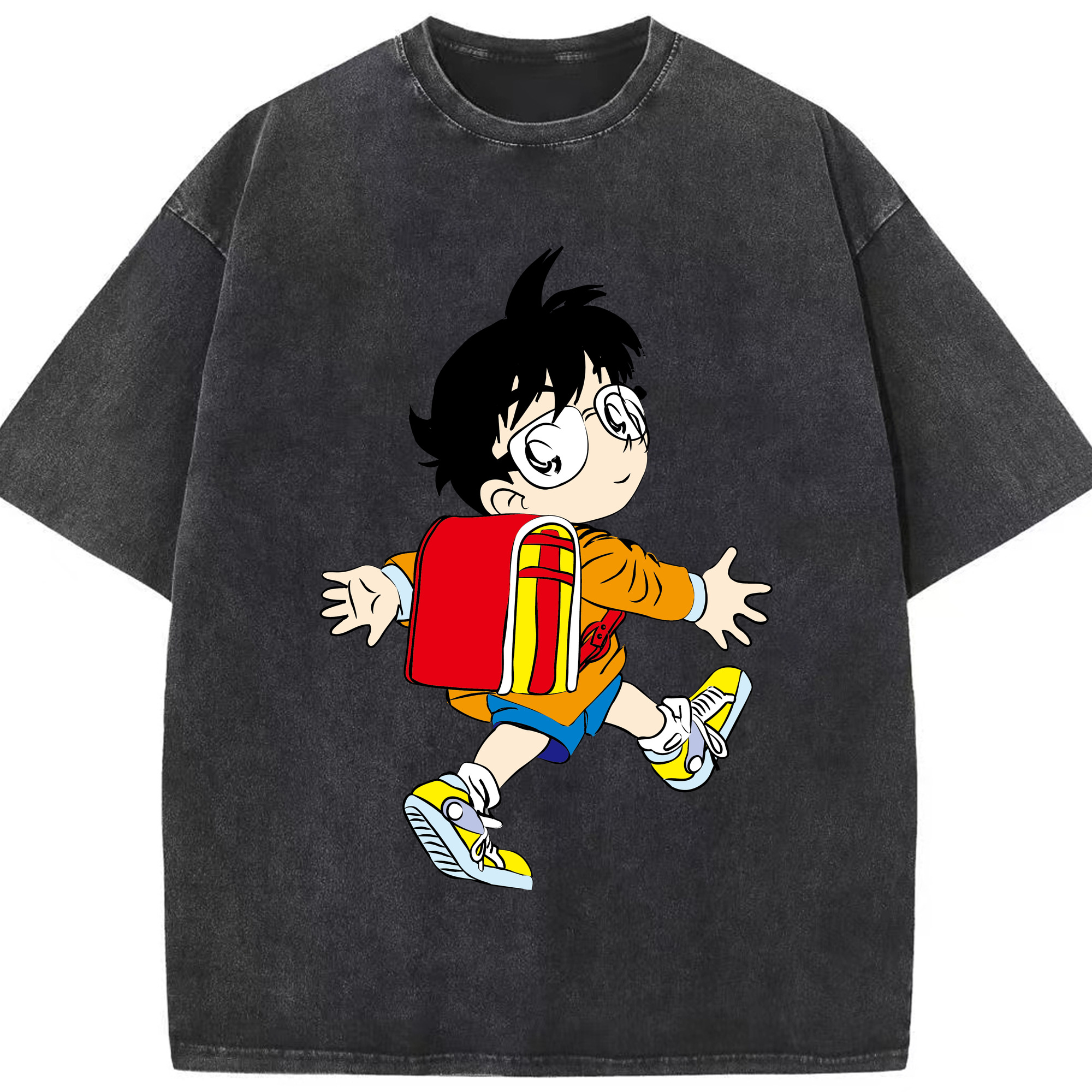 （画像用） 名探偵コナン 江戸川 コナン Detective Conan Conan Edogawa 綿100% ヴィンテージ風 半袖Tシャツ（フロントプリント）