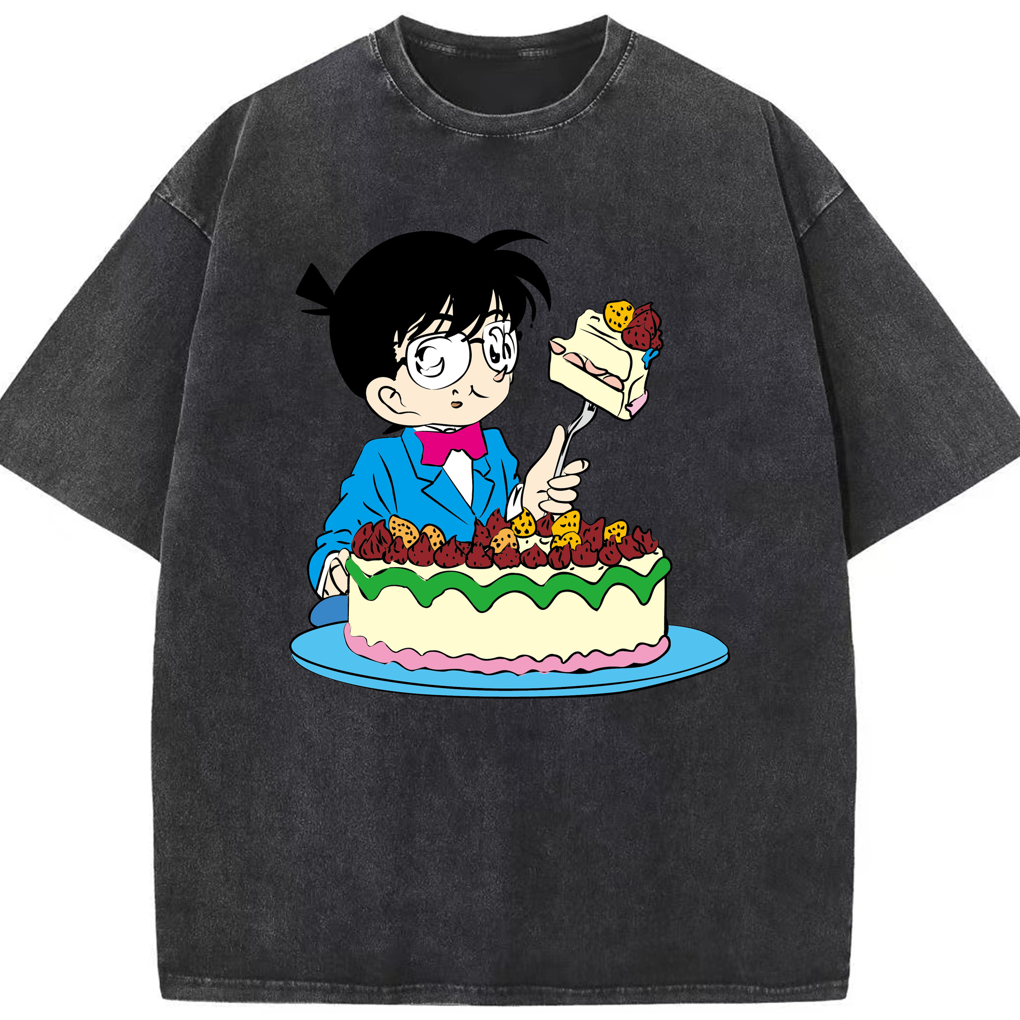 （画像用） 名探偵コナン 江戸川 コナン Detective Conan Conan Edogawa 綿100% ヴィンテージ風 半袖Tシャツ（フロントプリント）