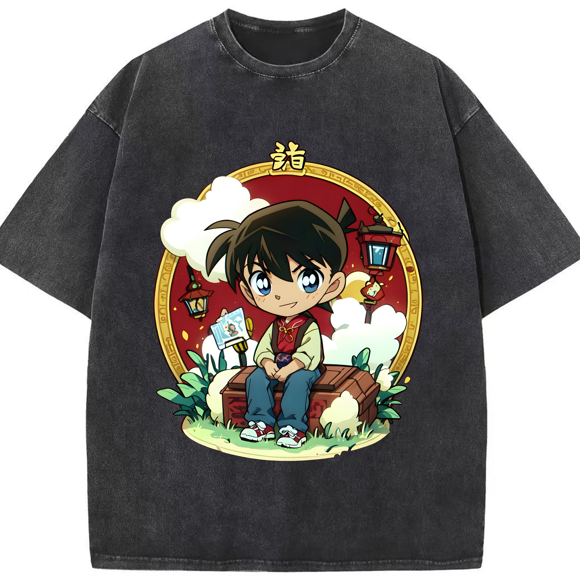 （画像用） 名探偵コナン 江戸川 コナン Detective Conan Conan Edogawa 綿100% ヴィンテージ風 半袖Tシャツ（フロントプリント）