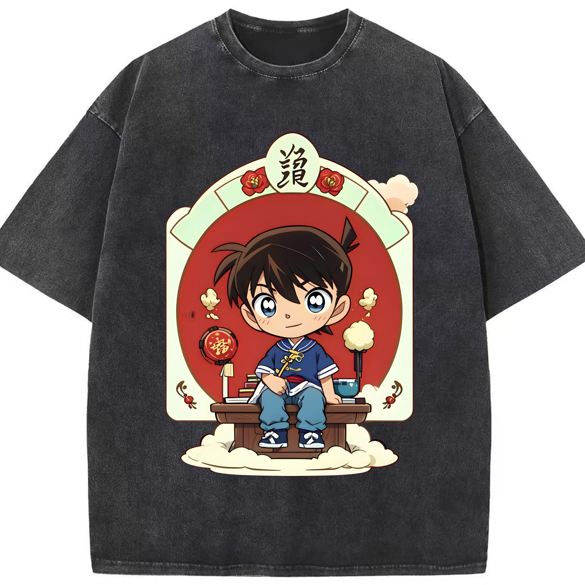 （画像用） 名探偵コナン 江戸川 コナン Detective Conan Conan Edogawa 綿100% ヴィンテージ風 半袖Tシャツ（フロントプリント）