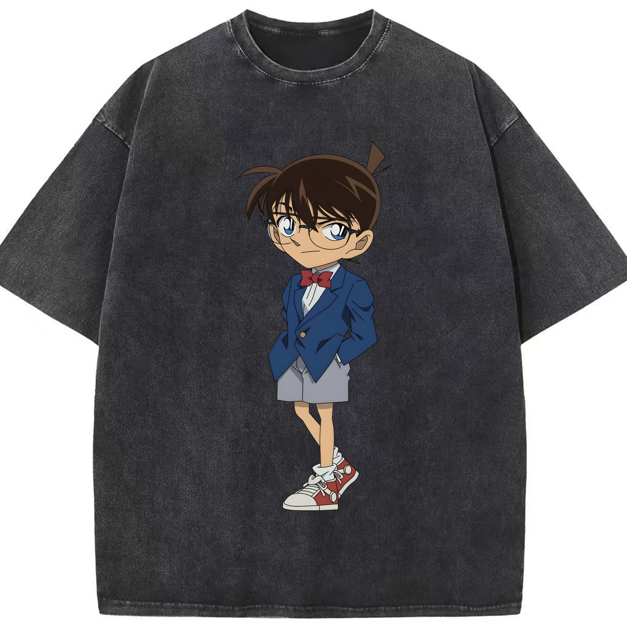 （画像用） 名探偵コナン 江戸川 コナン Detective Conan Conan Edogawa 綿100% ヴィンテージ風 半袖Tシャツ（フロントプリント）