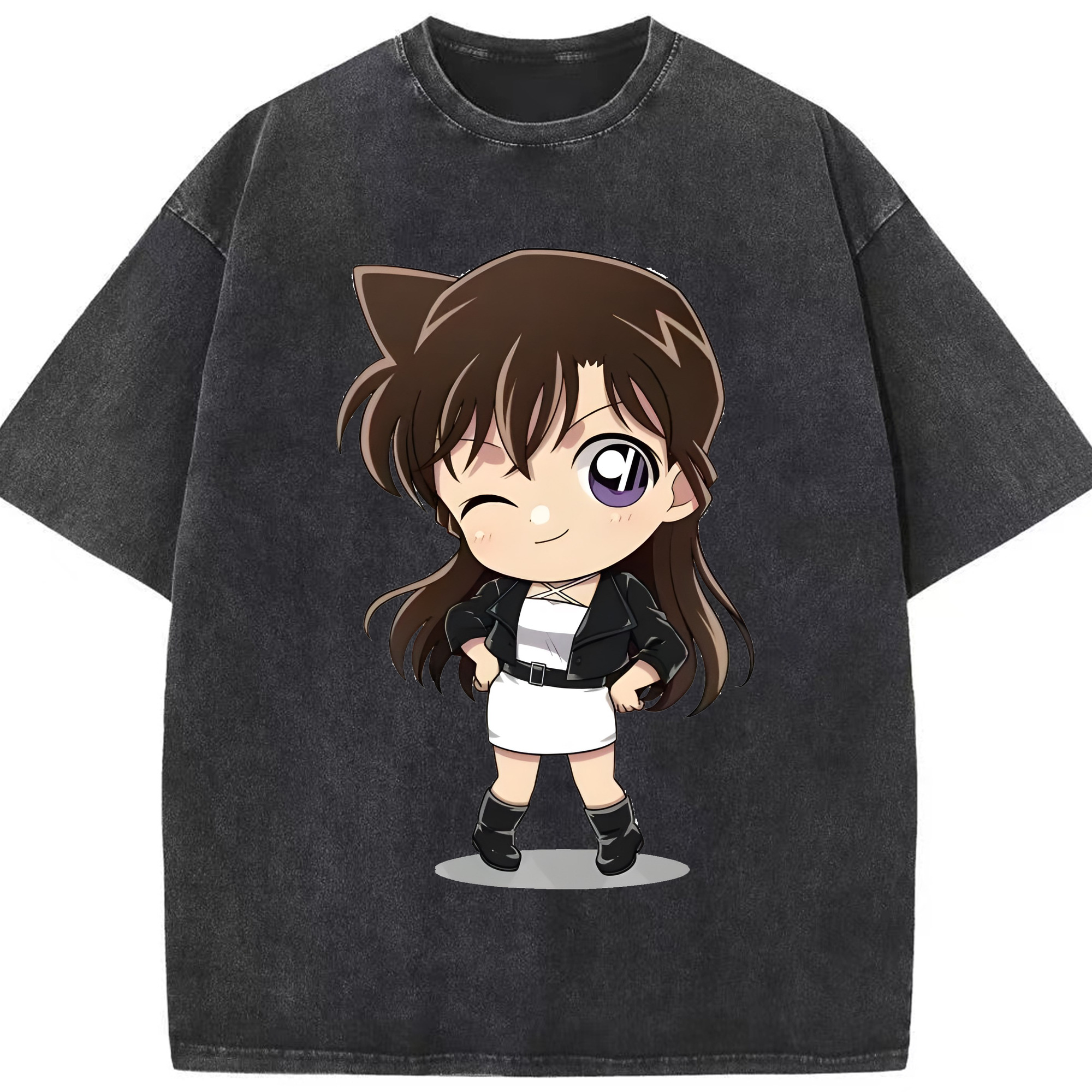 （画像用） 名探偵コナン 毛利 蘭 もうり らん、モーリ ラン Detective Conan Rachel Moore 綿100% ヴィンテージ風 半袖Tシャツ（フロントプリント）