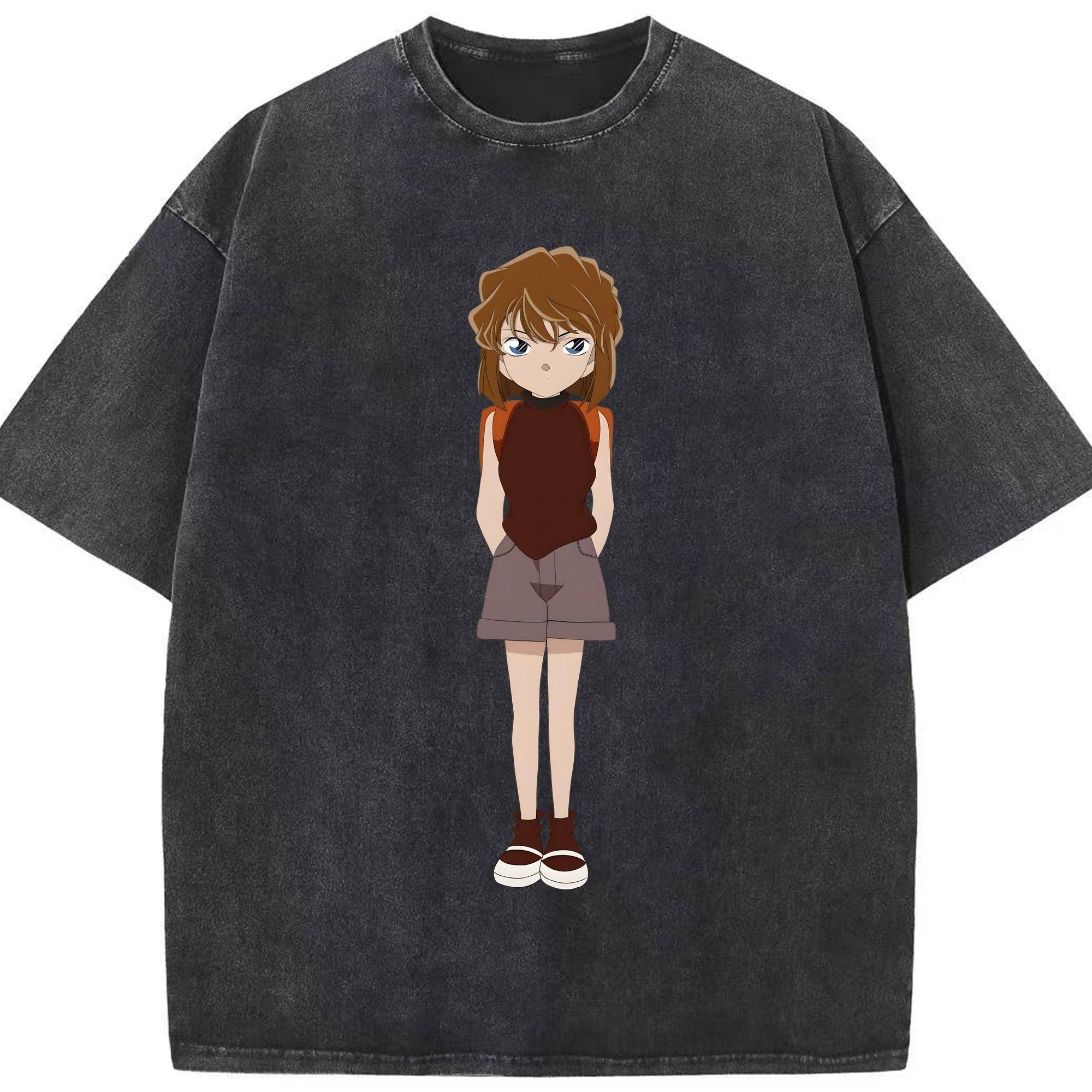 （画像用） 名探偵コナン 灰原 哀 はいばら あい Detective Conan Anita Hailey、Vi Graythorn Haibara Ai 綿100% ヴィンテージ風 半袖Tシャツ（フロントプリント）