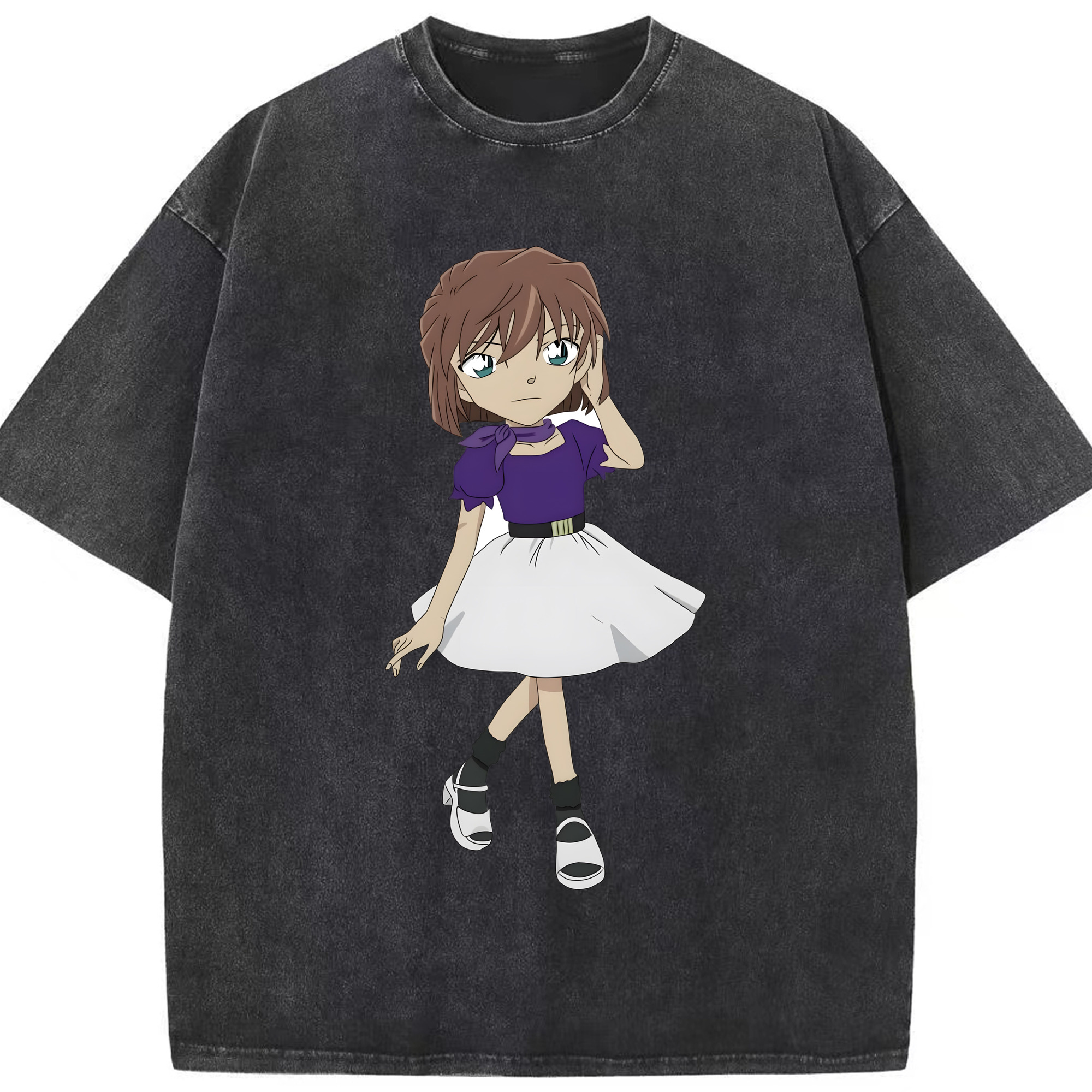 （画像用） 名探偵コナン 灰原 哀 はいばら あい Detective Conan Anita Hailey、Vi Graythorn Haibara Ai 綿100% ヴィンテージ風 半袖Tシャツ（フロントプリント）