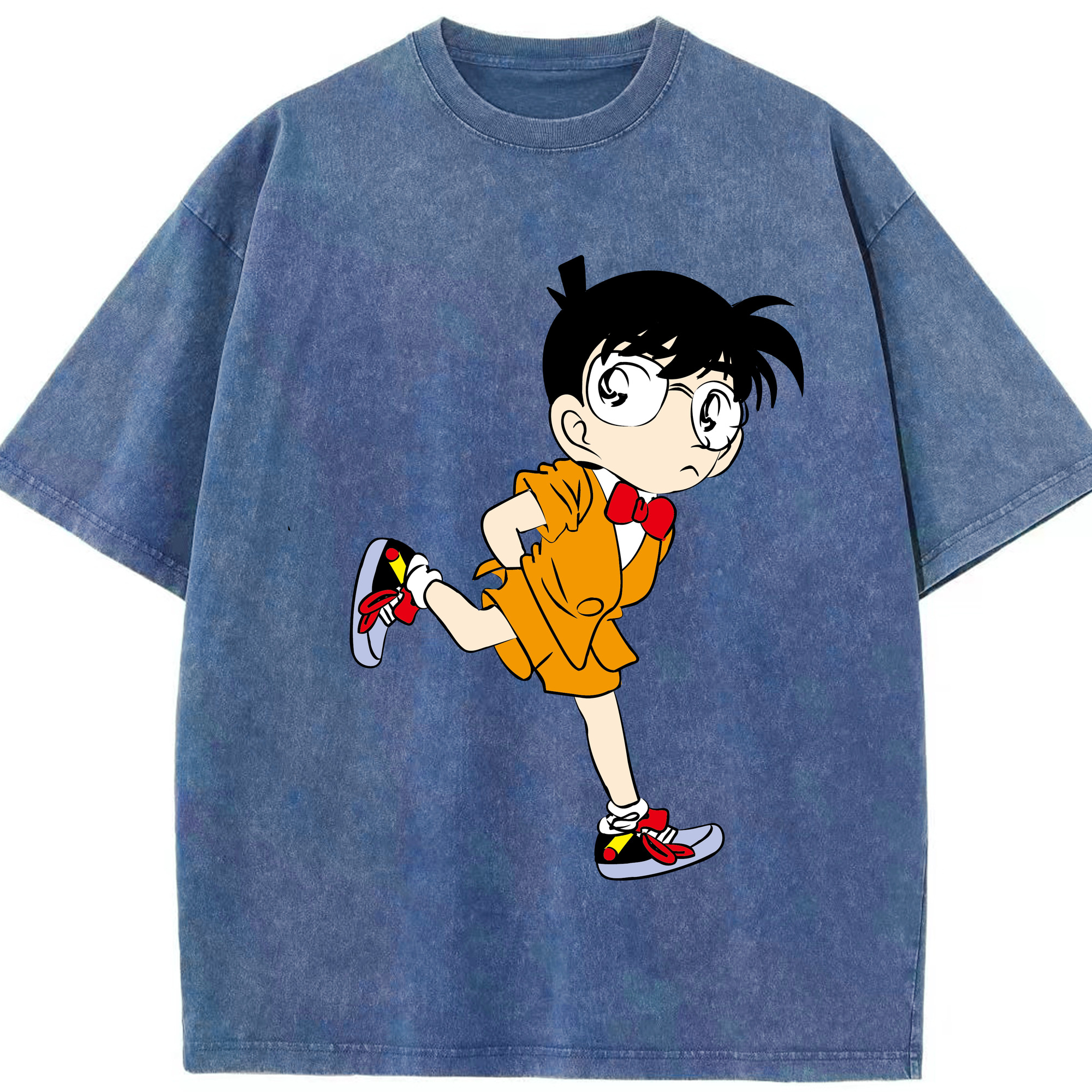 （画像用） 名探偵コナン 江戸川 コナン Detective Conan Conan Edogawa 綿100% ヴィンテージ風 半袖Tシャツ（フロントプリント）