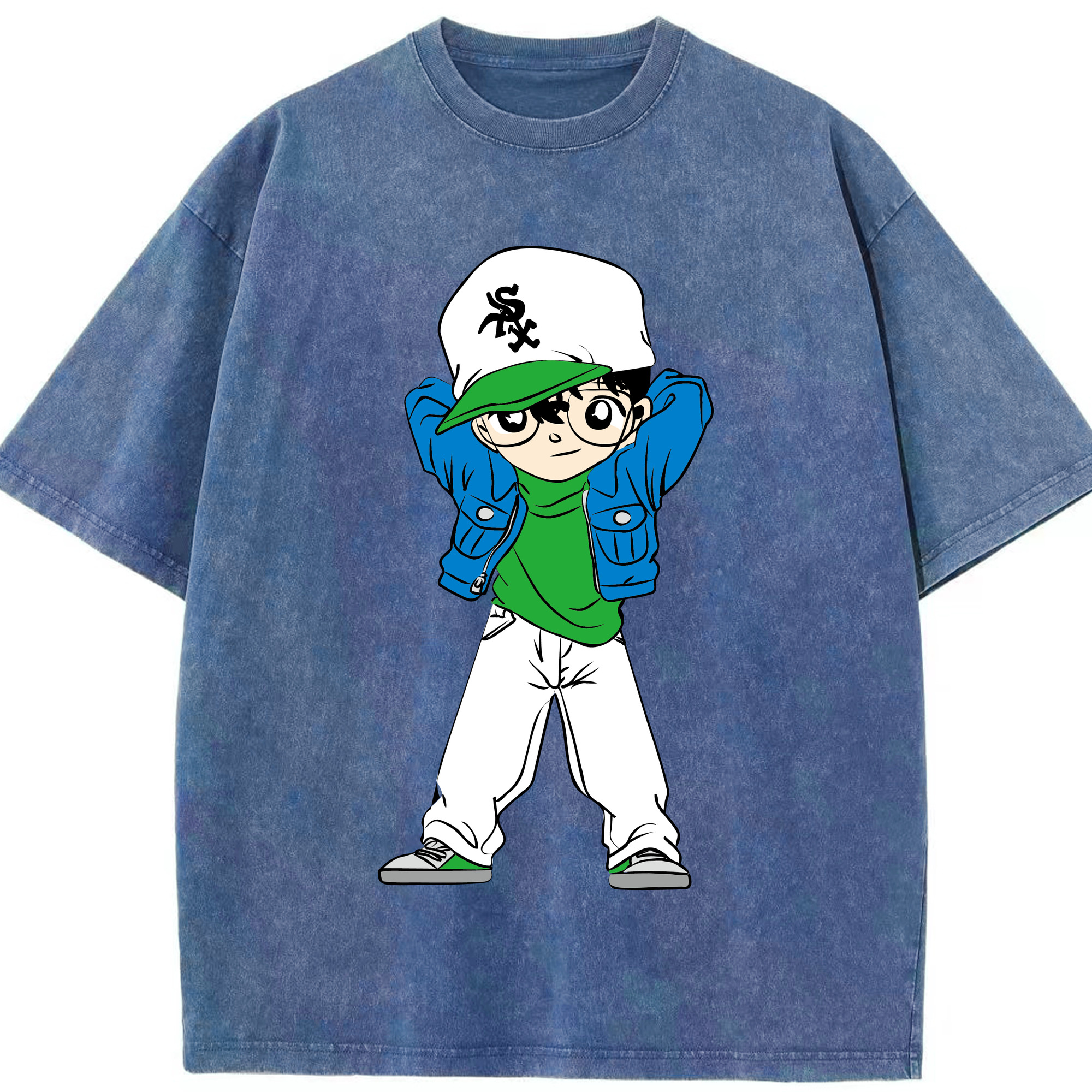 （画像用） 名探偵コナン 江戸川 コナン Detective Conan Conan Edogawa 綿100% ヴィンテージ風 半袖Tシャツ（フロントプリント）